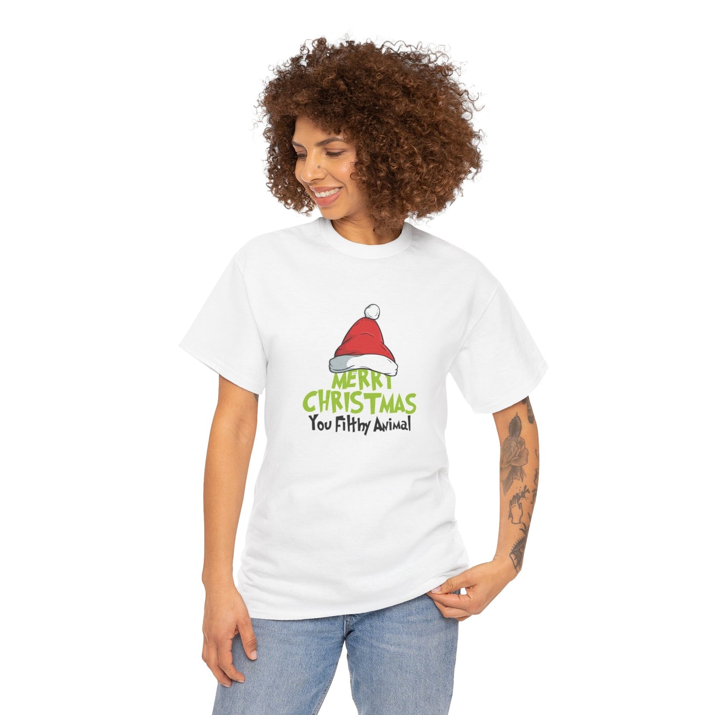 Funny Holiday Tee, Merry Christmas You Filthy Animal, Unisex Tee, Christmas Gift, Holiday Apparel, Festive Shirt, Party Wear