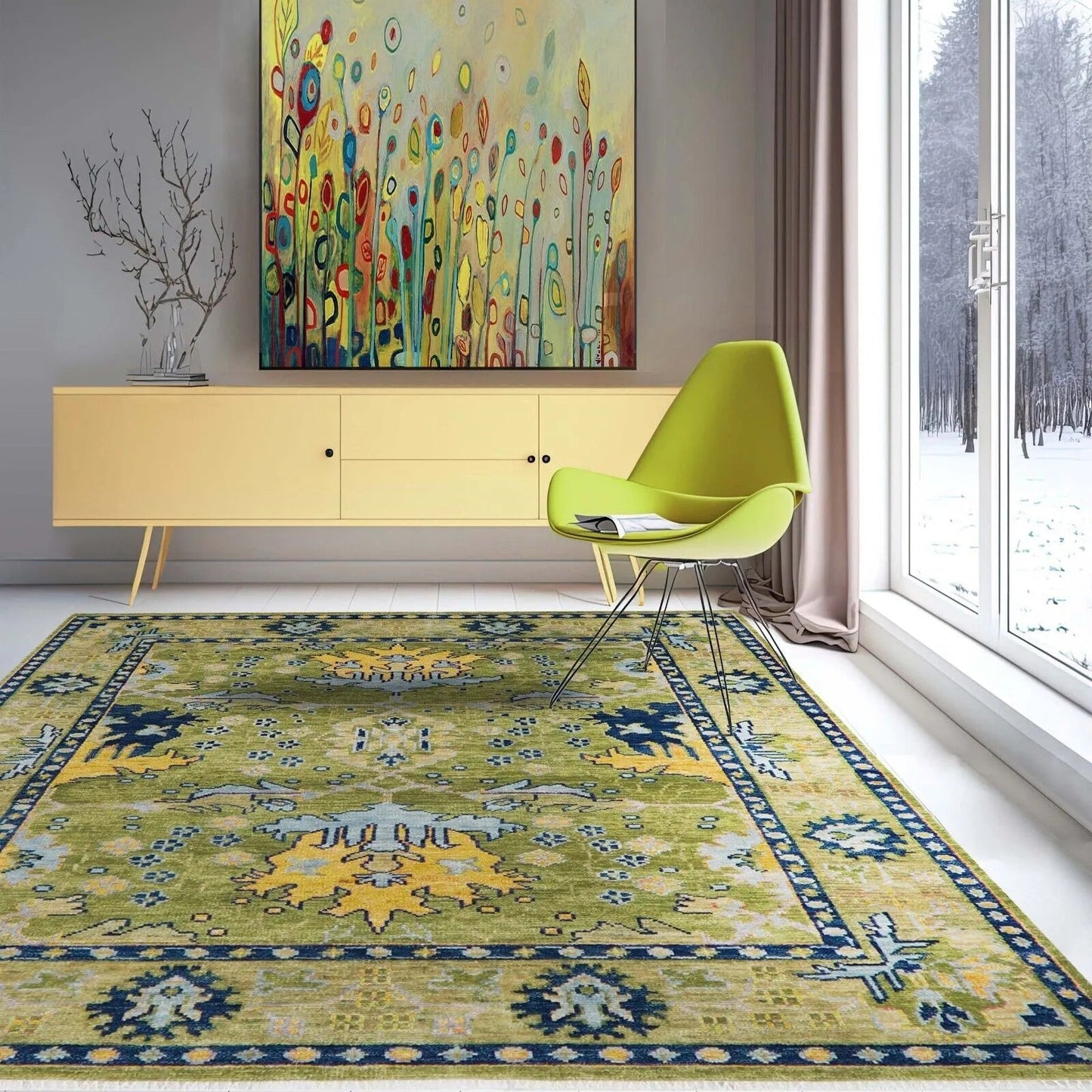Multi Sizes Multi Colors Hand Knotted Muted Turkish Oushak 100% Wool Traditional Oriental Area Rug-6
