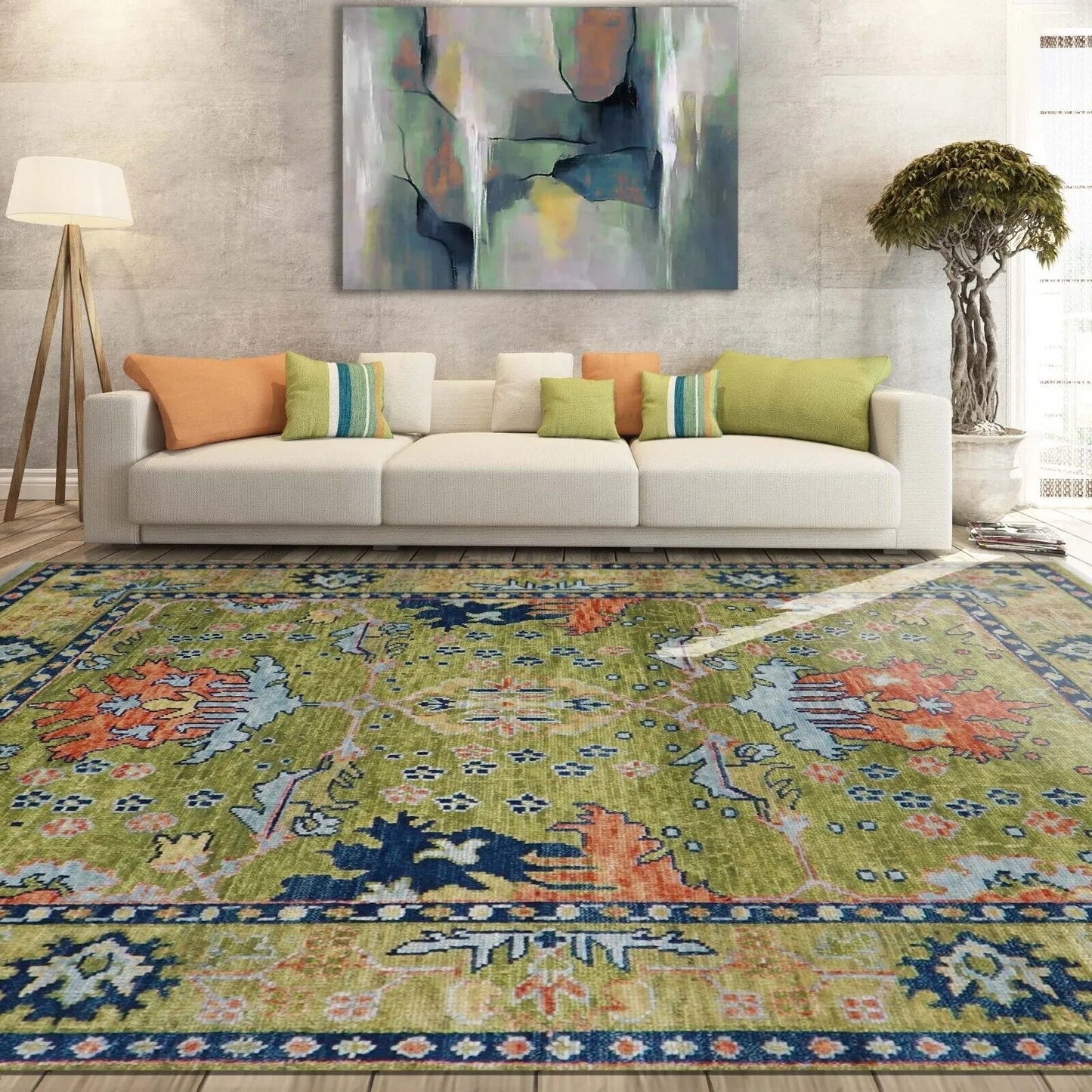 Multi Sizes Multi Colors Hand Knotted Muted Turkish Oushak 100% Wool Traditional Oriental Area Rug-7