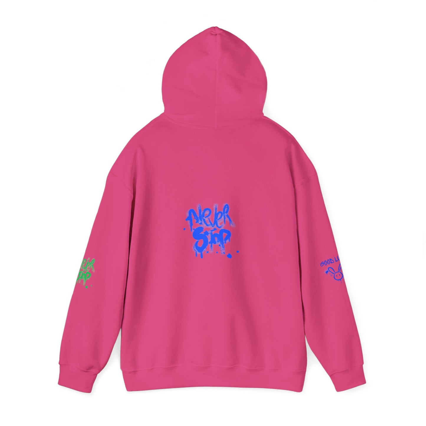Good Luck Never Stop Unisex Heavy Blend Hooded Sweatshirt | Lucky Easter Bunny Design