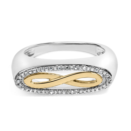 14K Yellow Gold Plated Sterling Silver Diamond Accent Infinity Ring-0