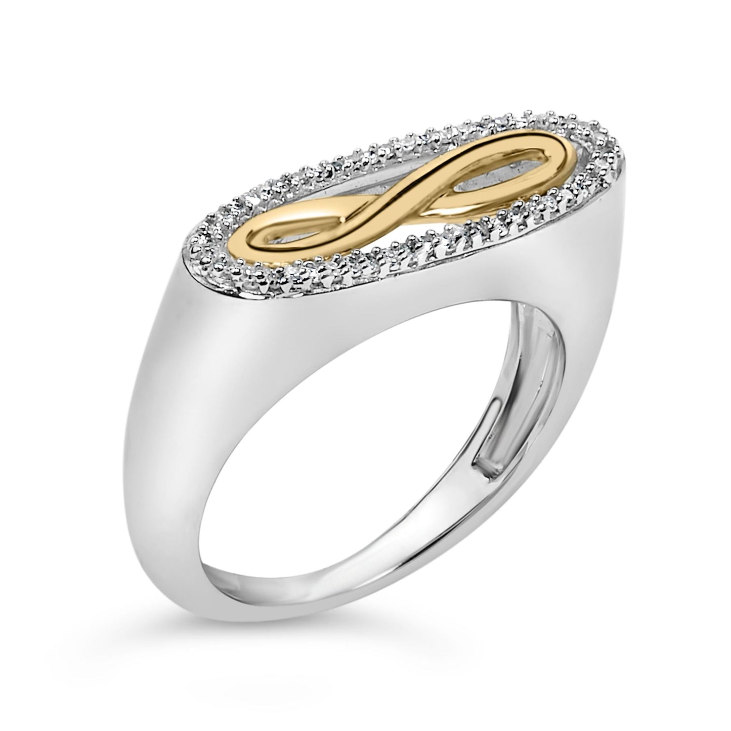 14K Yellow Gold Plated Sterling Silver Diamond Accent Infinity Ring-3