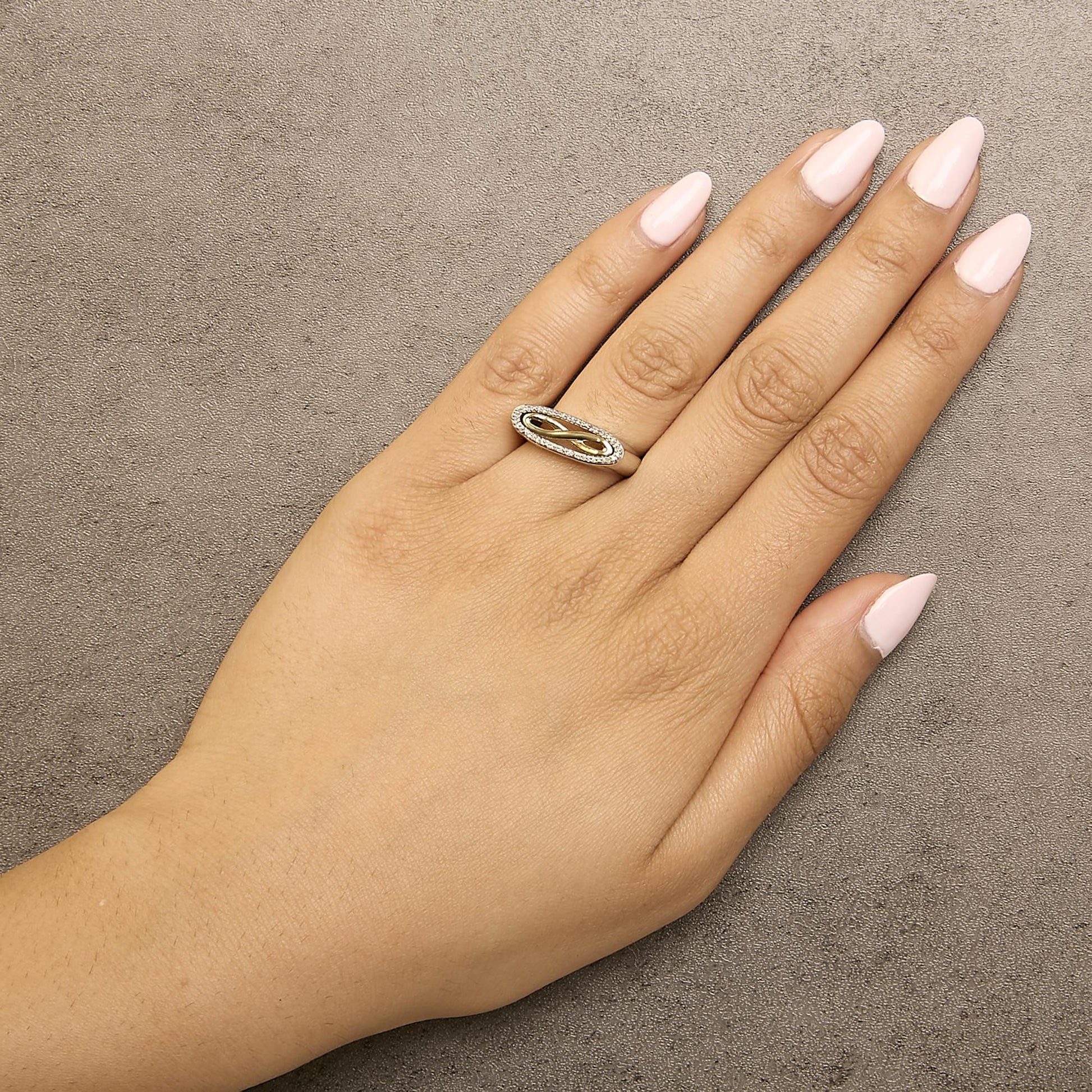 14K Yellow Gold Plated Sterling Silver Diamond Accent Infinity Ring-2