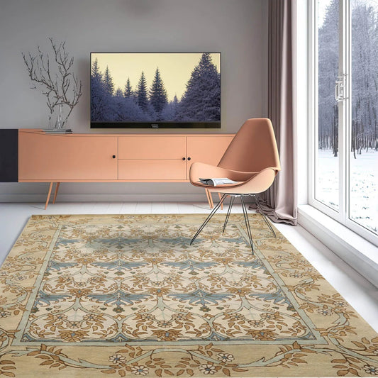 Multi Size Hand Tufted Hand Made 100% Wool Modern & Contemporary Oriental Area Rug Beige, Moss Color-0