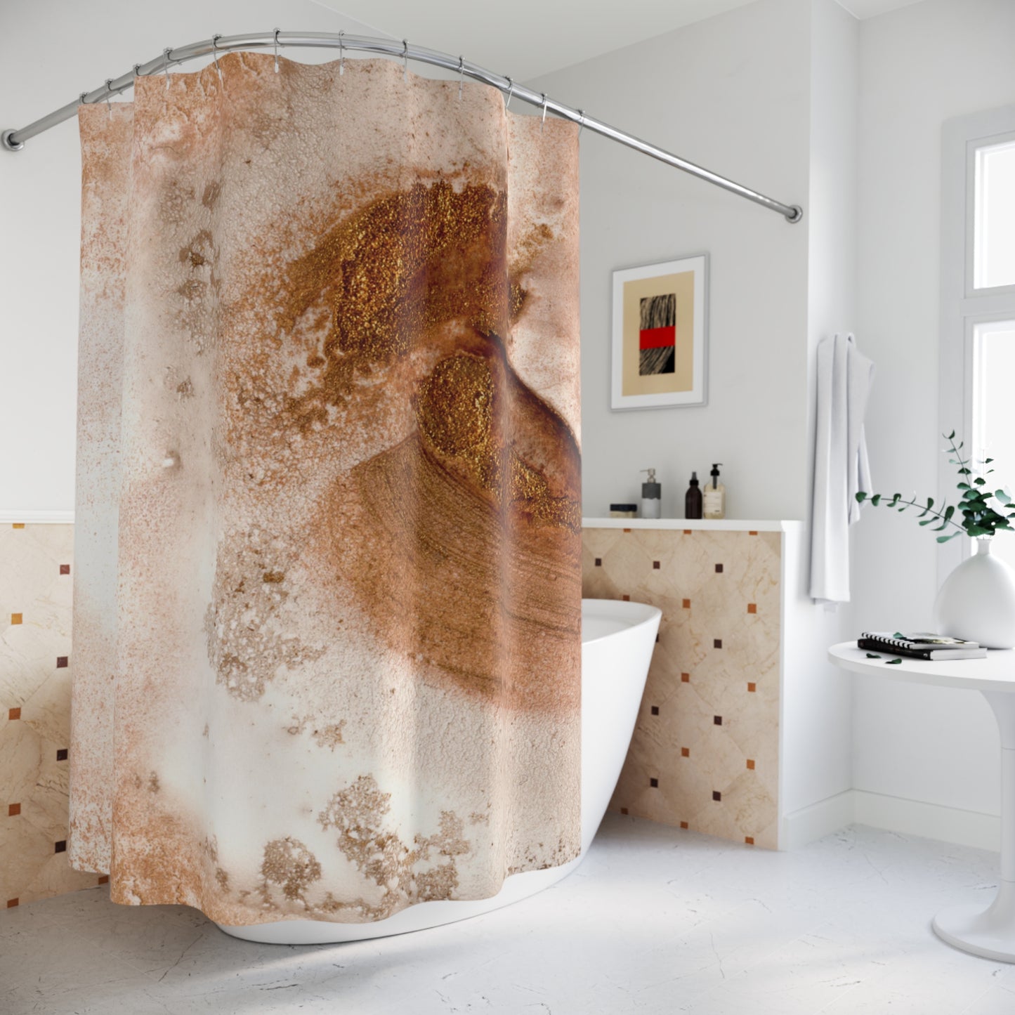 Artistic Shower Curtain, Minimalist Bathroom Decor, Abstract Design, Modern Home Accessories, Unique Bathroom Gift, Earthy Tones
