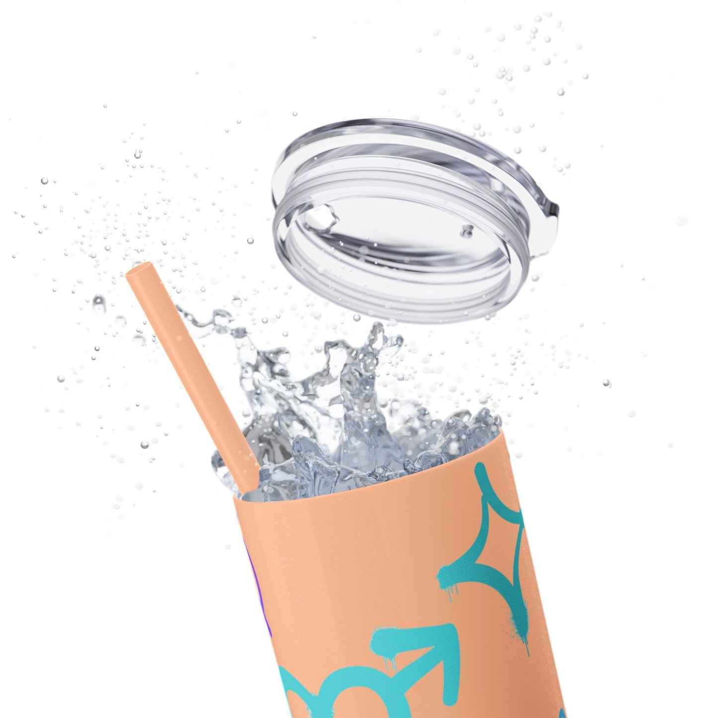 Trendy Skinny Tumbler with Straw, 20oz | Unique Graffiti Style Drinkware for Teens, Gifts, Parties, and Everyday Use