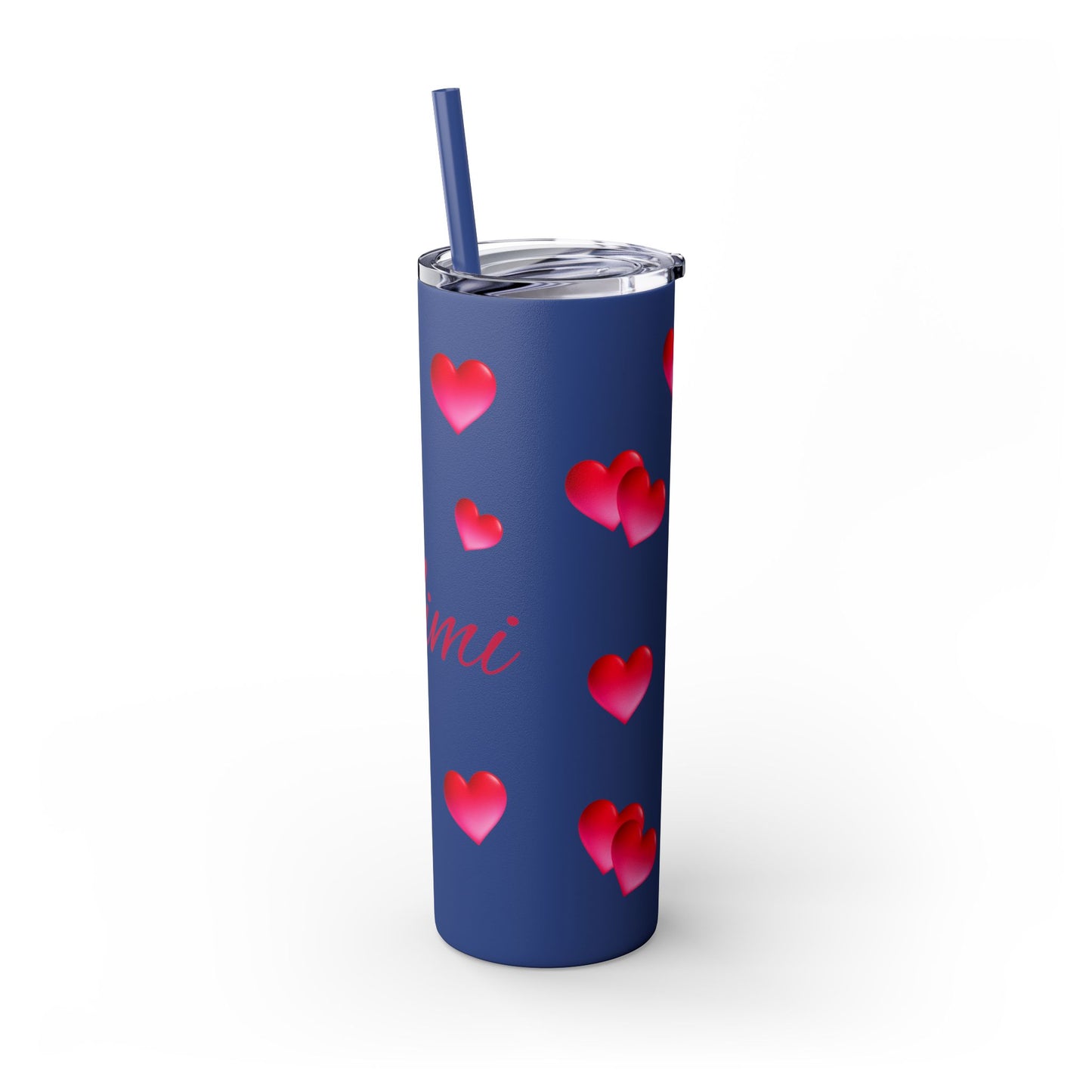 Gepasmaakte Glitter 20oz Dun Tumbler met Pienk Hartpatroon — [Jou Naam Hier]