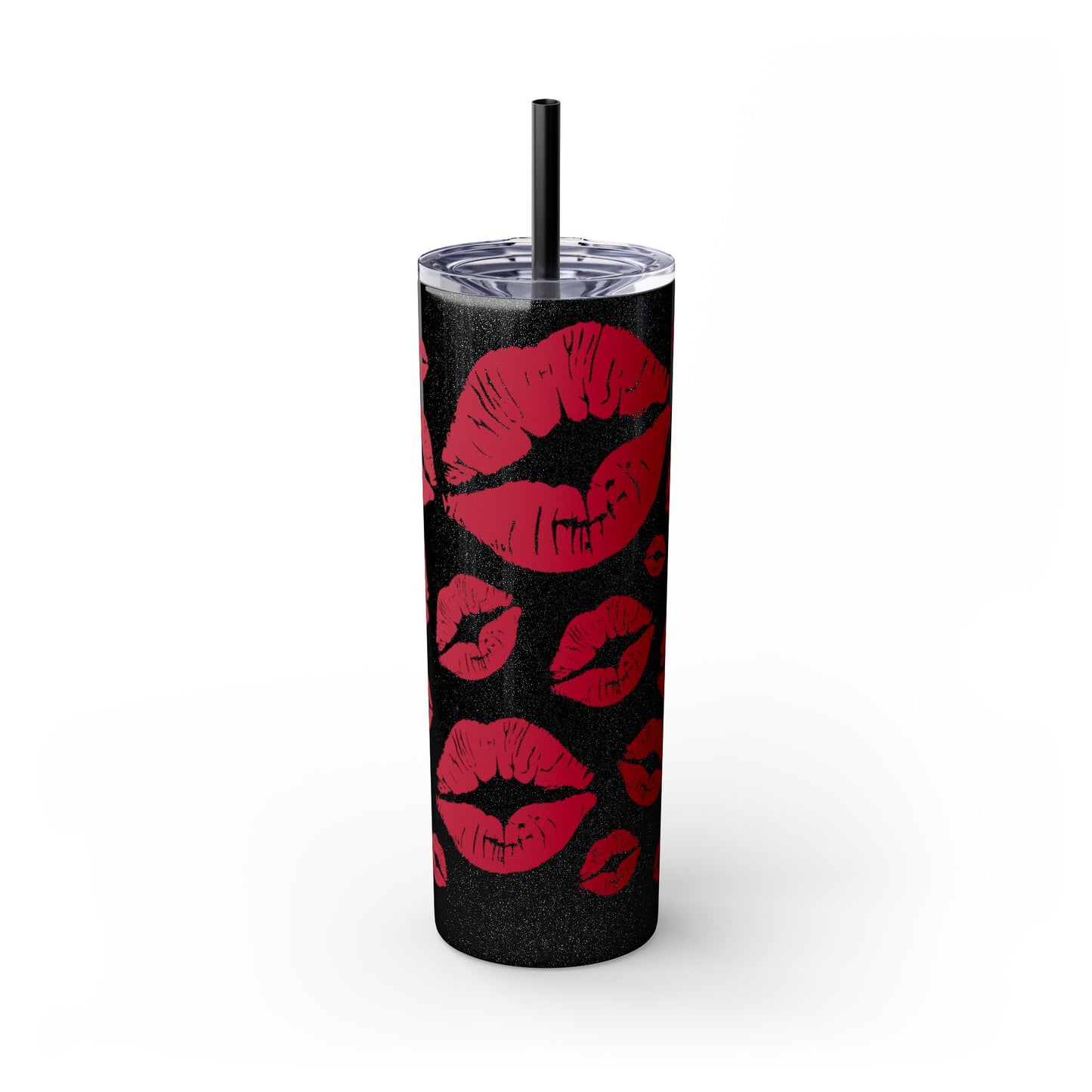 Red Lips Kiss Mark Skinny Tumbler, 20oz | Kiss Print Drinkware | Cute Gift for Her | Travel Mug | Valentine's Day, Wedding Favor