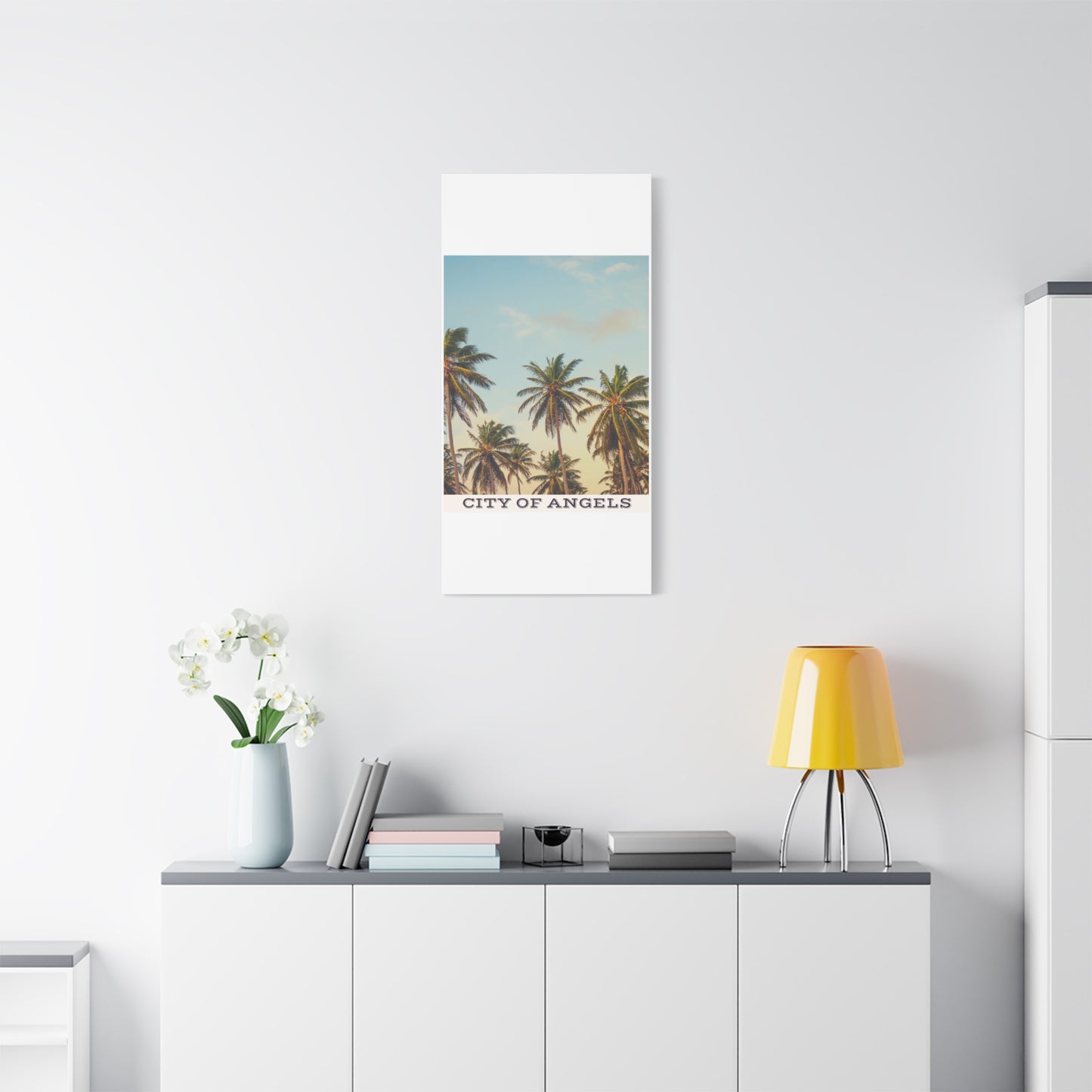 Tropical Palm Tree Canvas Print, City of Angeles Tropical Wall Art, Los Angeles Beach Decor, California Nature Photography, Home Decoration, Gift for Beach Lovers