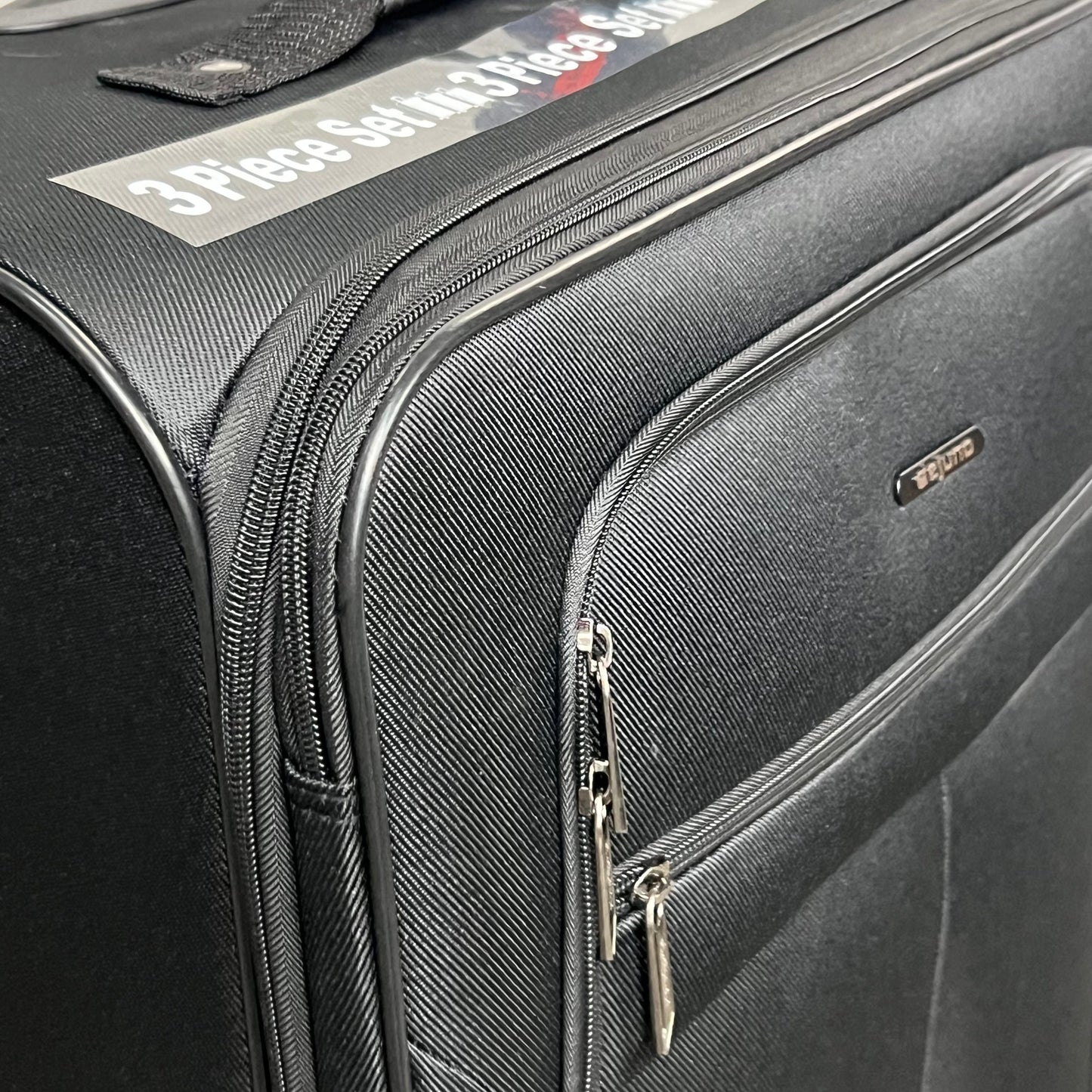 DEJUNO (3 PACK) Lightweight Expandable Spinner Luggage Suitcase Set Black 2302DJBF