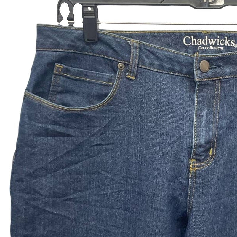 Chadwicks Womens Size 14 Curvy Bootcut Stretch Cotton Darker Wash Denim Jeans