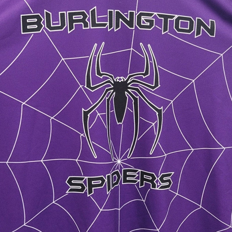 Burlington Spiders Mens 2X Purple Spiders & Web Long Sleeve Crew Neck Jersey