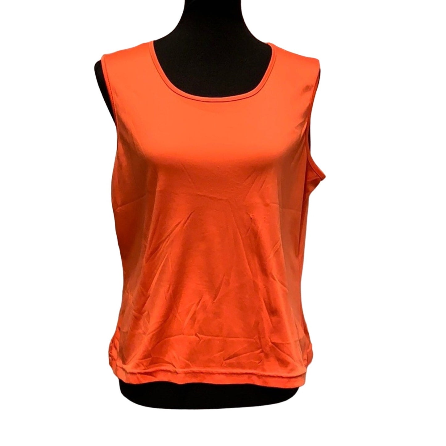 White Stag XL 2 Piece Orange Tank Top Layer w Lacy Overlay Button Down Blouse