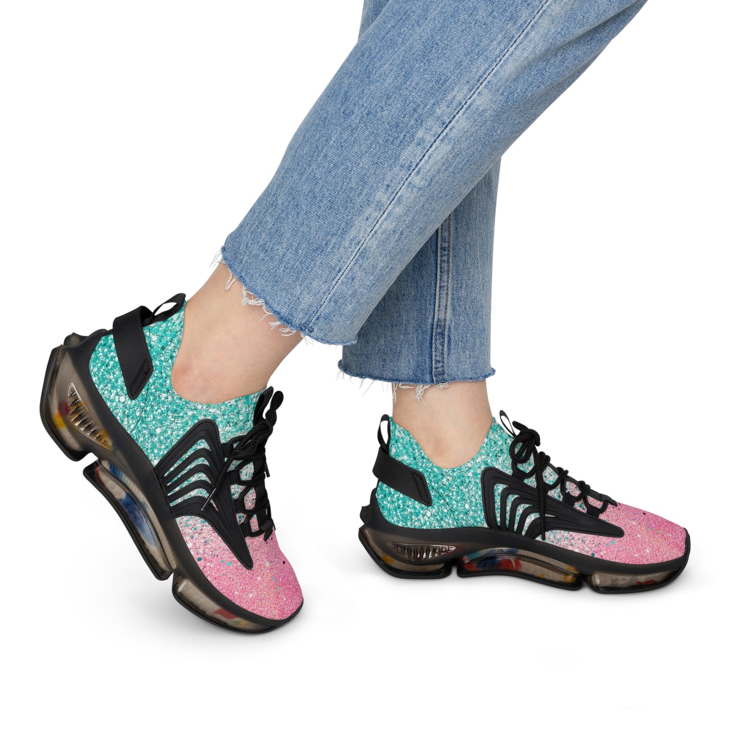 Women's Pink Speckled Mesh Sneakers — Lightweight Casual Running Shoes