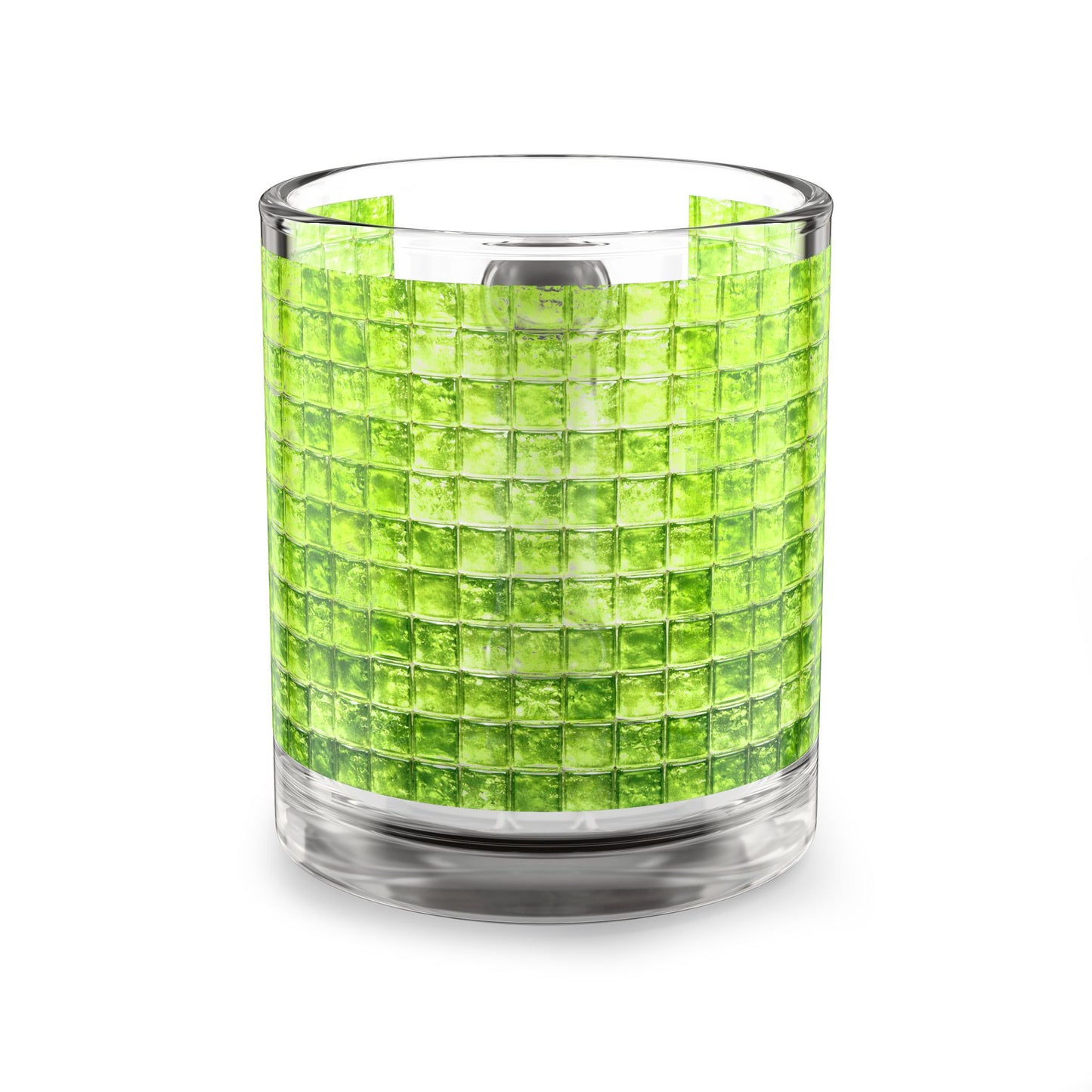 Lime Green Mosaic Pattern Glass Mug 10oz