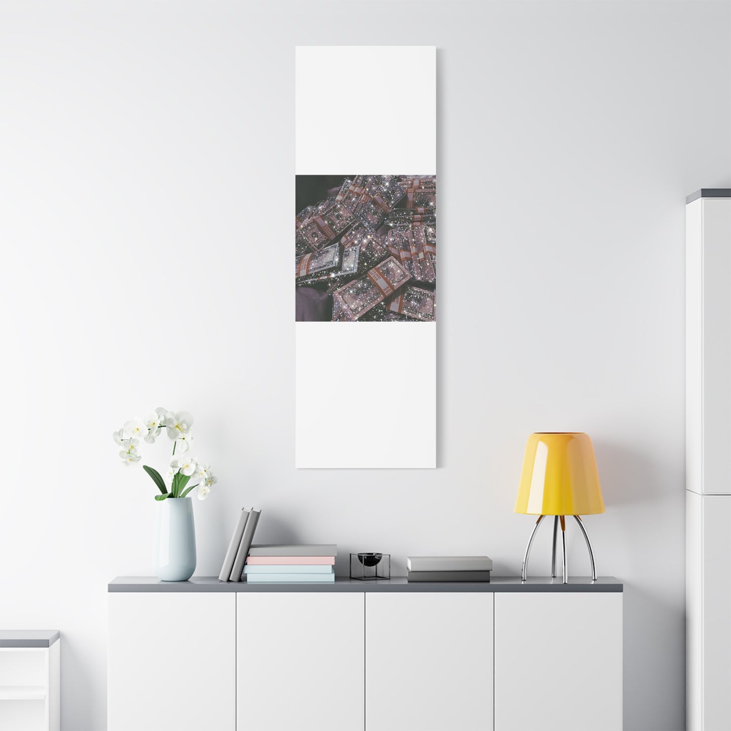 Sparkling Money Canvas Art, Glittery Wall Decor for Home, Modern Art Piece, Gift for Art Lovers, Chic Office Decor, Unique Wall Hanging