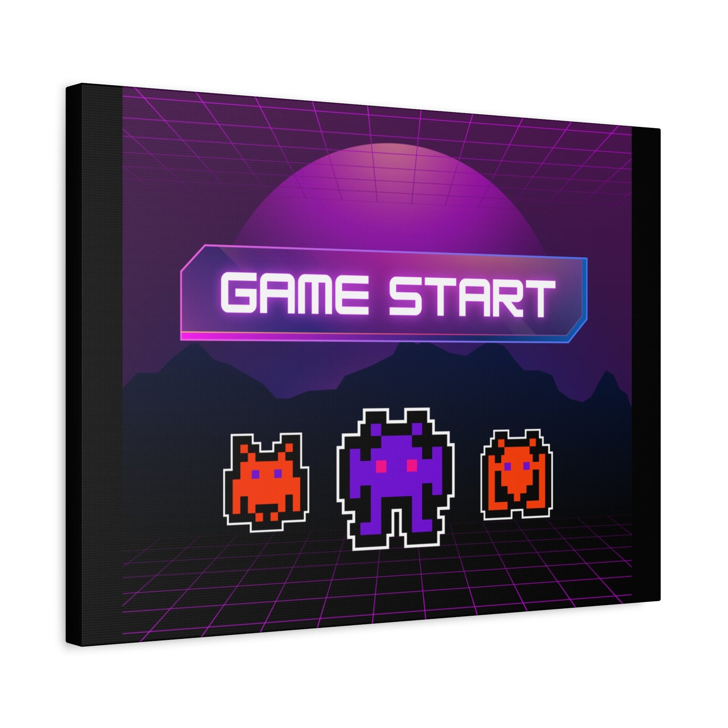 Retro Game Start Canvas Art Print | 80s Gaming Wall Decor, Gamer Gift, Pixel Art, Nostalgic Artwork, Home Decor
