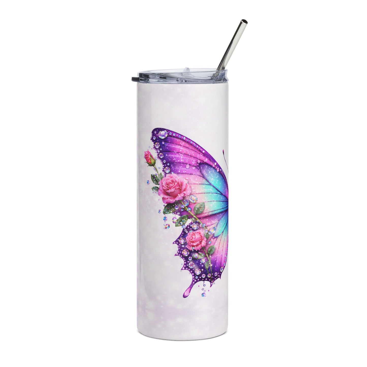 Custom Purple Teal Butterfly Tumbler | 20oz Stainless Steel