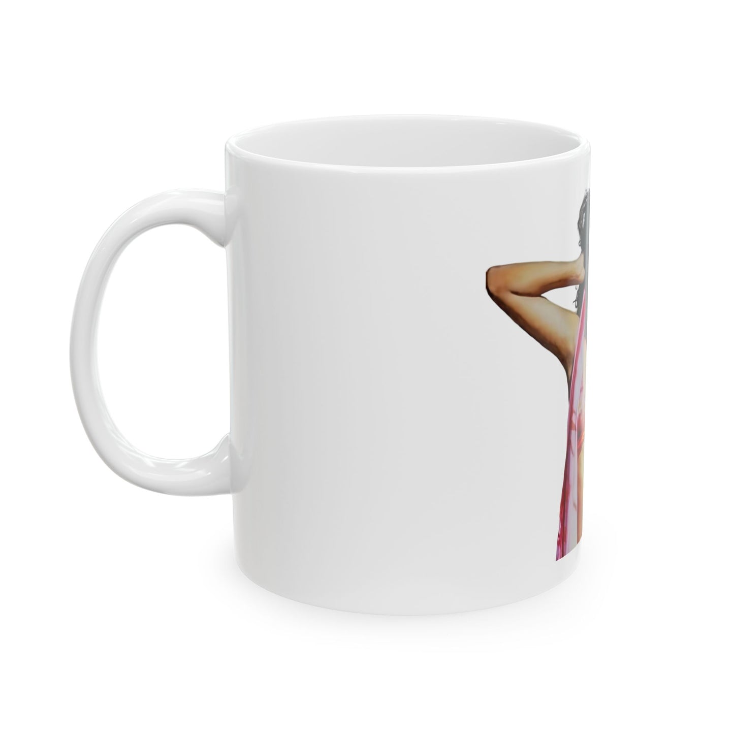 Mia Pruitt Ceramic Mug with Bold Design, Chic Model Coffee Lover Gift, Unique Artwork Mug, Home & Office Decor, Fun Conversation Starter