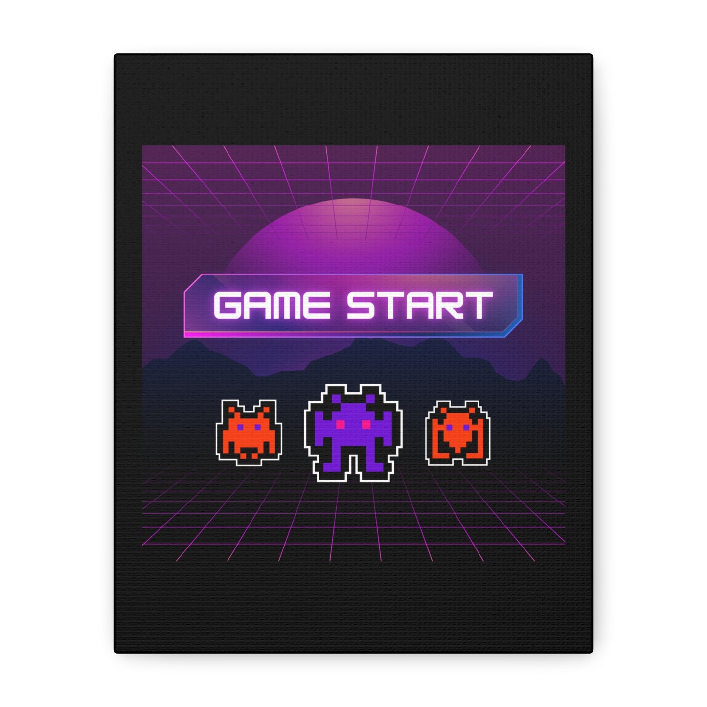 Retro Game Start Canvas Art Print | 80s Gaming Wall Decor, Gamer Gift, Pixel Art, Nostalgic Artwork, Home Decor