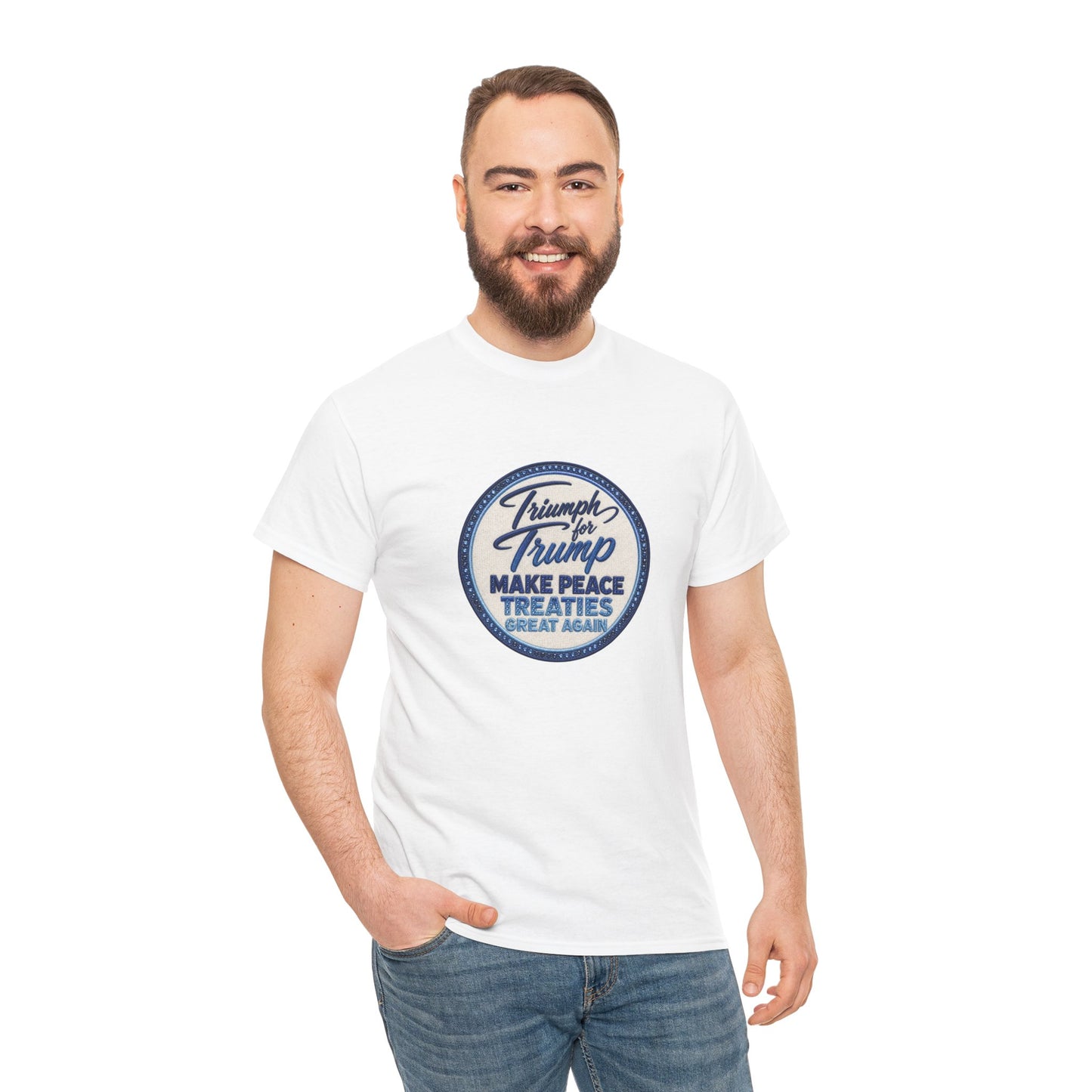 "Make Peace Treaties Great Again" Embroidery Badge Pattern T-Shirt - MADE TO ORDER ✨ CUSTOMIZABLE WITHIN REASON