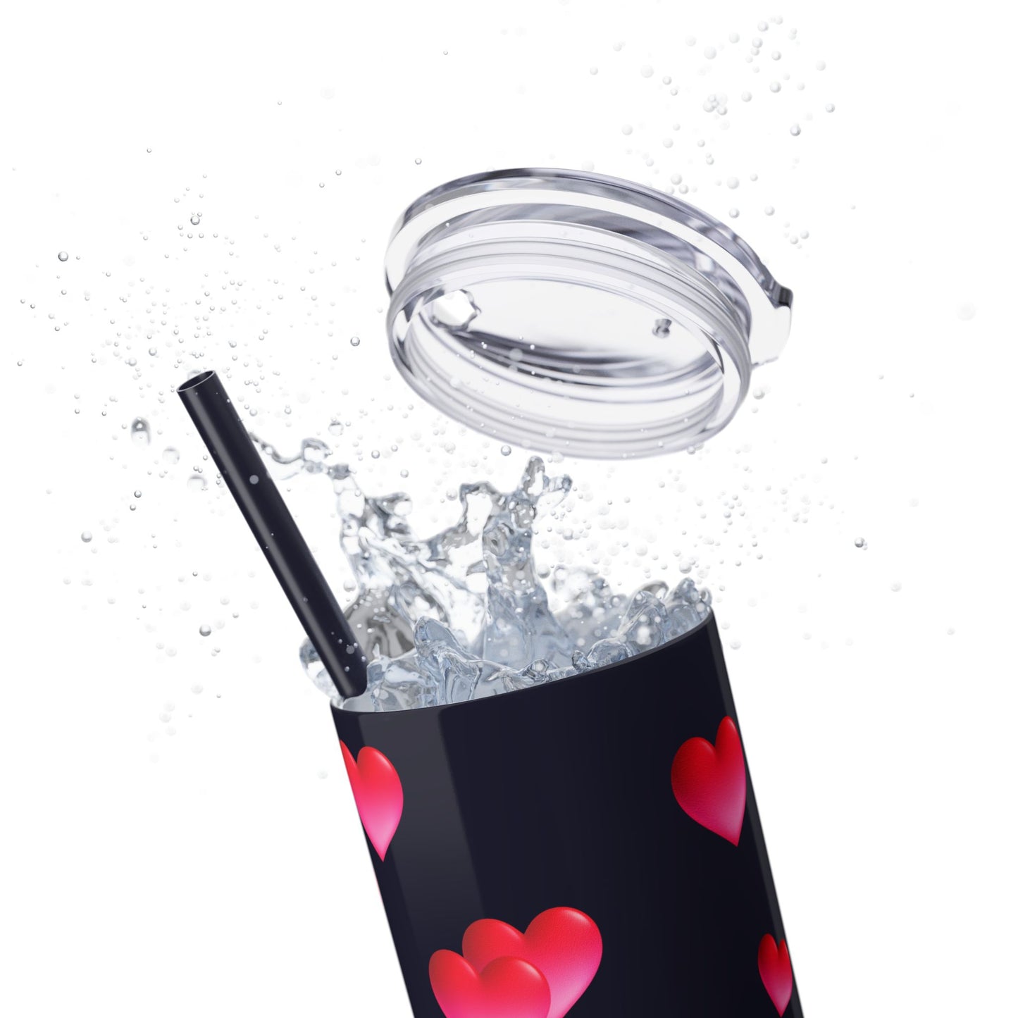 Gepasmaakte Glitter 20oz Dun Tumbler met Pienk Hartpatroon — [Jou Naam Hier]