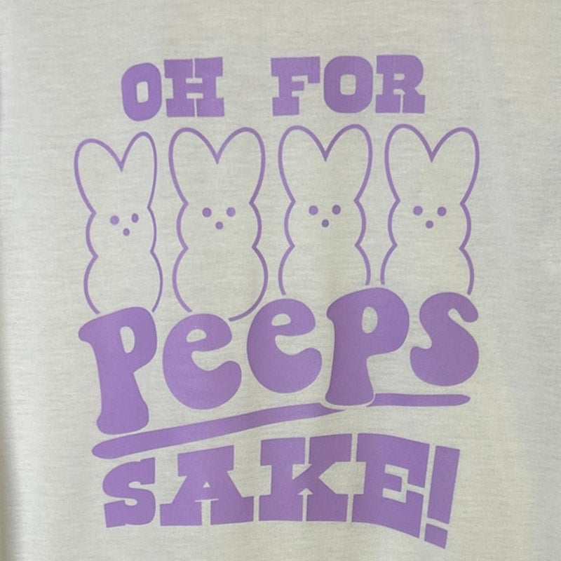New Hand Printed Womens Small Easter Oh For Peeps Sake Bunny Candy Tee Shirt