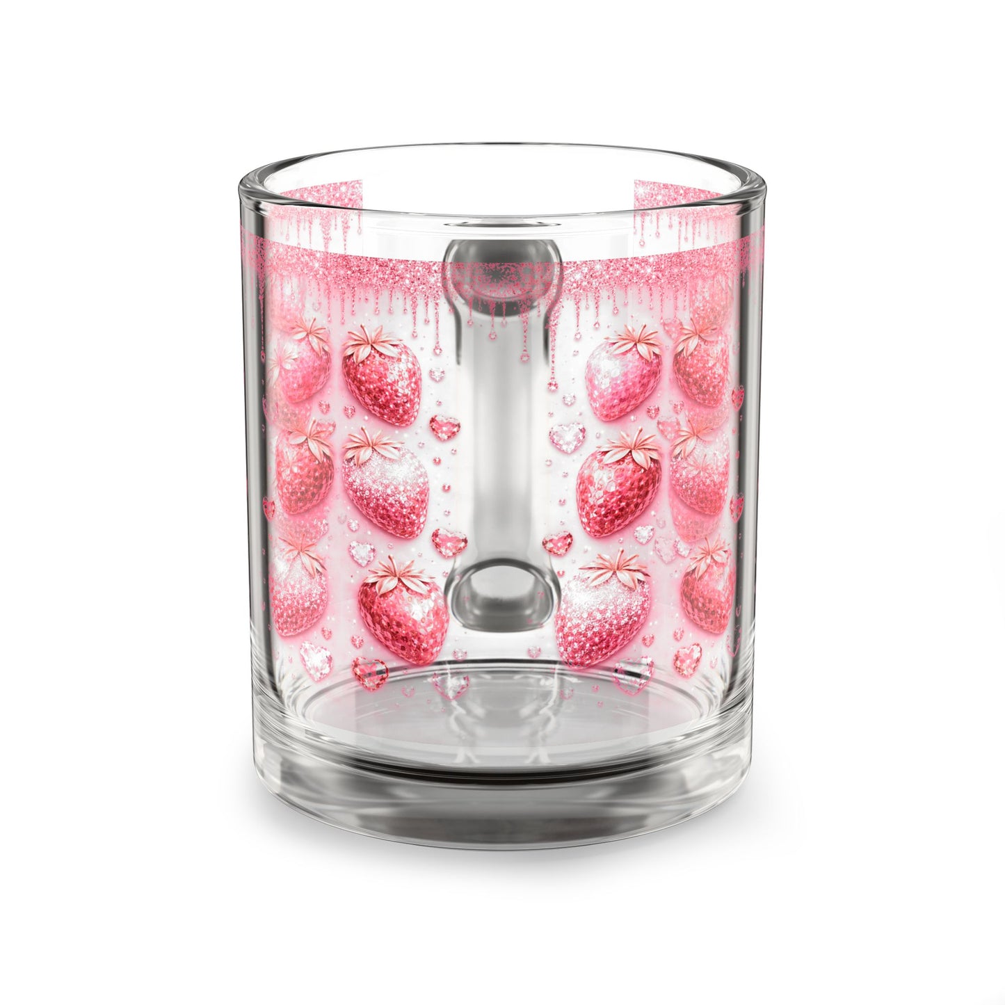 Strawberry Drip Pattern Glass Mug 10oz