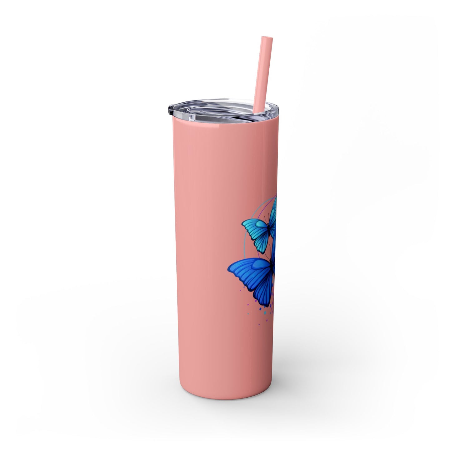 Butterfly Design Skinny Tumbler with Straw - 20oz Travel Mug