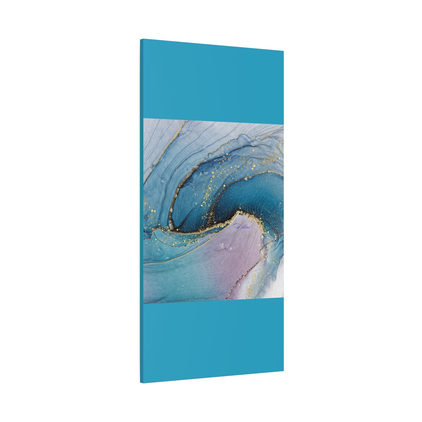 Canvas Wall Art, Abstract Ocean Wave, Modern Decor, Home Office, Gift for Her, Blue Gold Artwork, Living Room Wall Decor