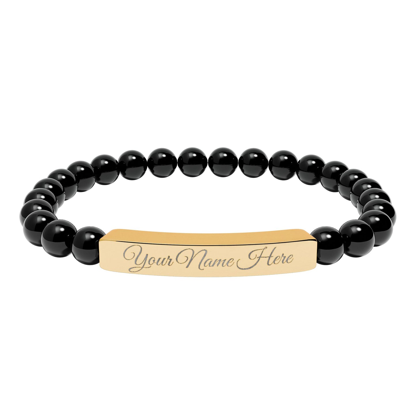 Engraved Natural Stone Bracelet, Personalized Gift for Her, Meaningful Jewelry, Stretch Beaded Bracelet, Inspirational Gift