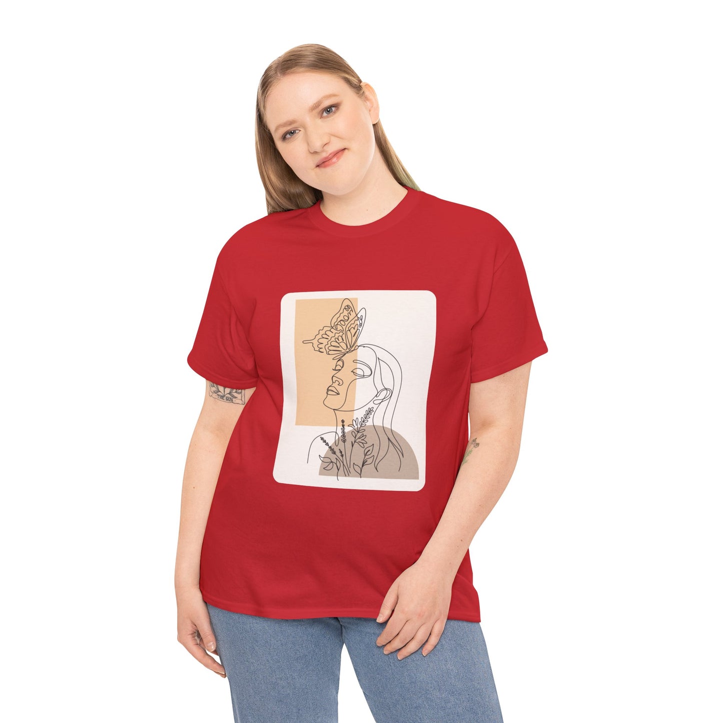Artistic Unisex Tee: Modern Line Drawing with Butterfly, Perfect for Casual Outings, Gift for Art Lovers, Spring Fashion, Eco-Friendly Wear