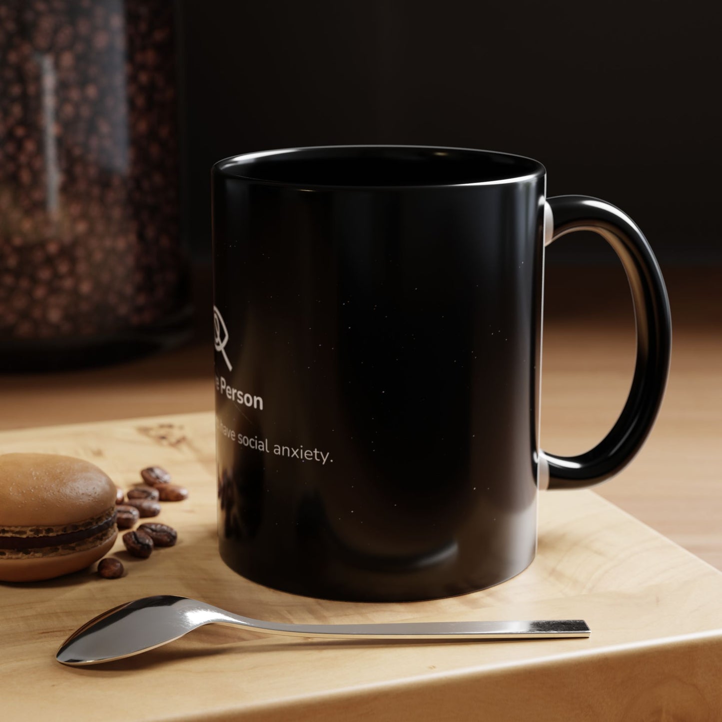Sensitive Person Social Anxiety Coffee Mug - Black Accent, Gift for Introverts, Social Anxiety Humor, Unique Mug for Tea Lovers, Thoughtful Present