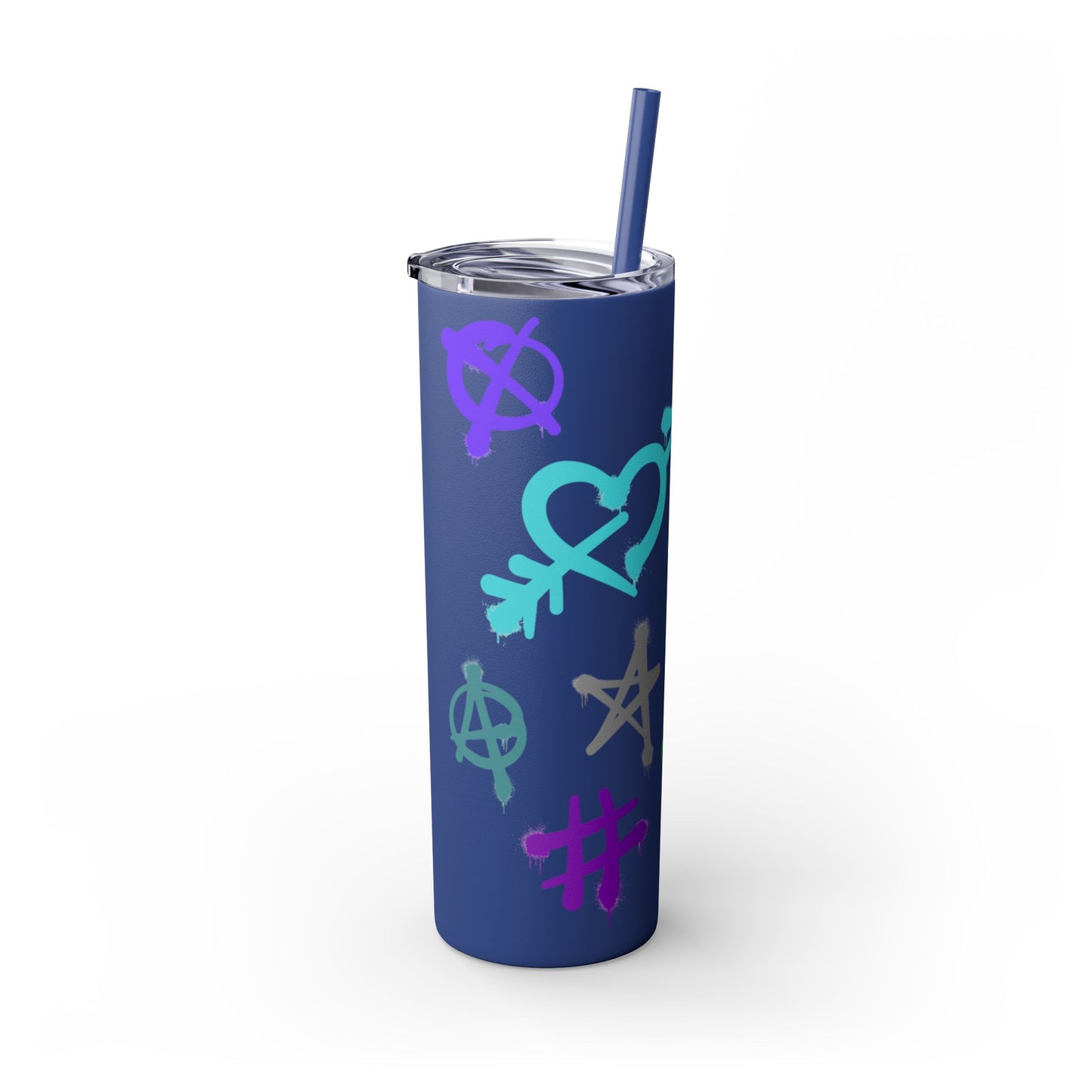 Trendy Skinny Tumbler with Straw, 20oz | Unique Graffiti Style Drinkware for Teens, Gifts, Parties, and Everyday Use