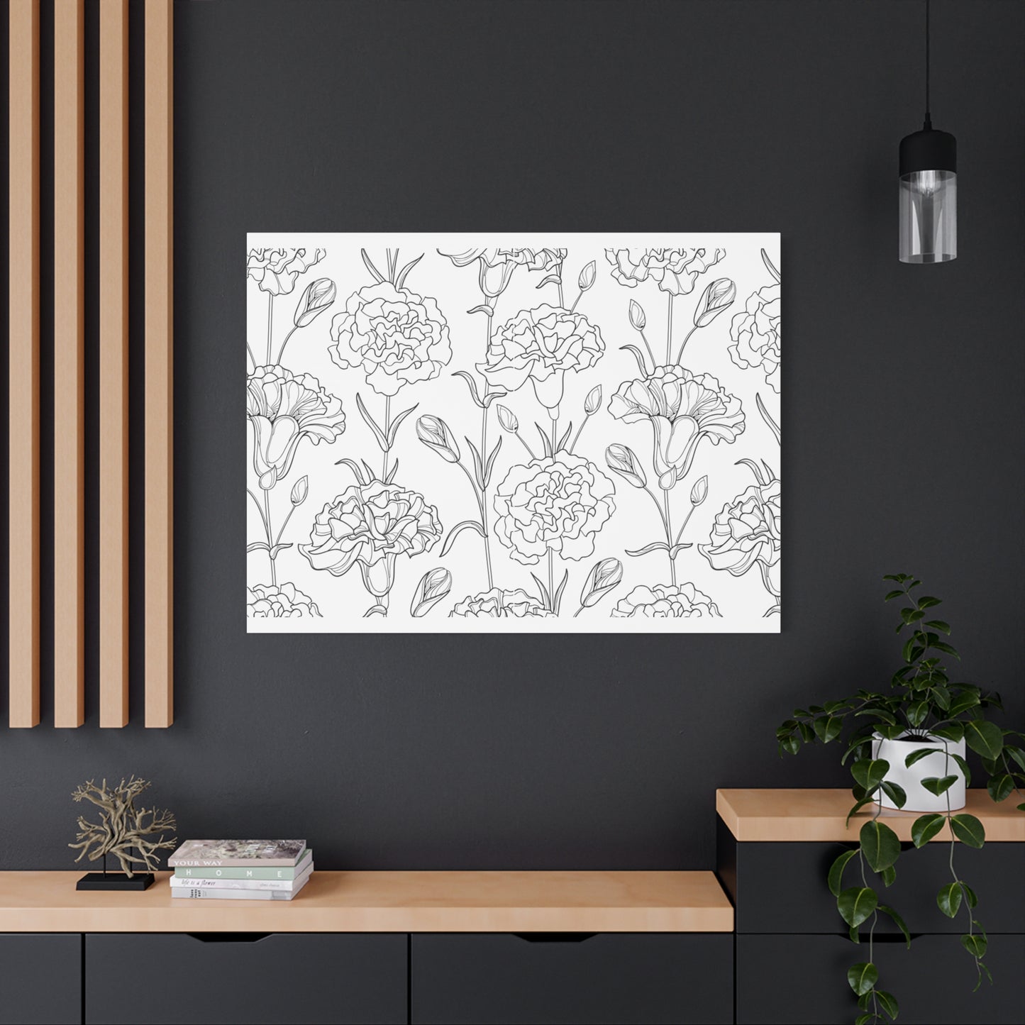 Floral Canvas Art, Stretched Wall Decor, Home Gift, Botanical Print, Modern Design, Matte Finish