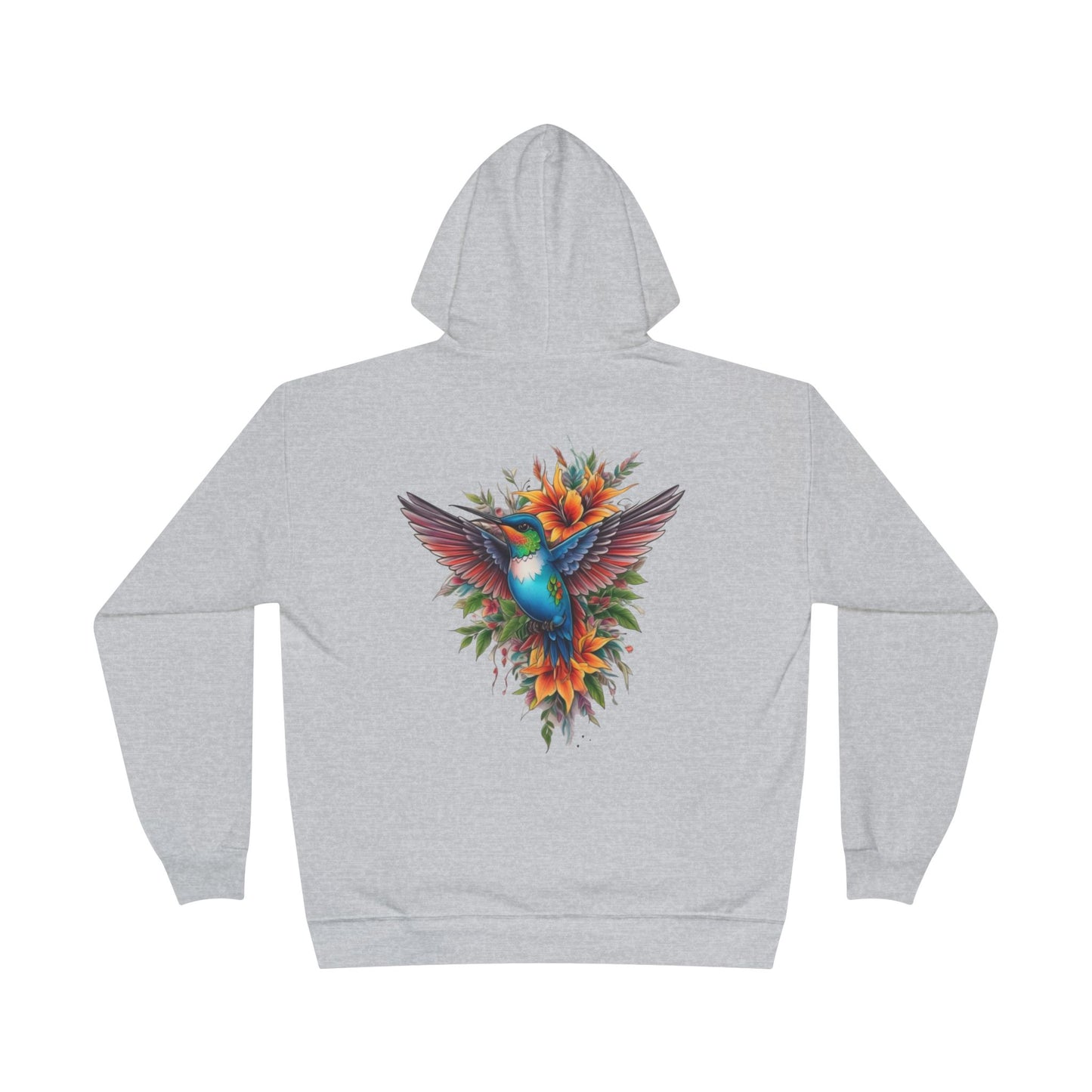 Vibrant Hummingbird Hoodie, Eco-Friendly Pullover, Perfect Gift for Nature Lovers, Spring Fashion, Unique Floral Design