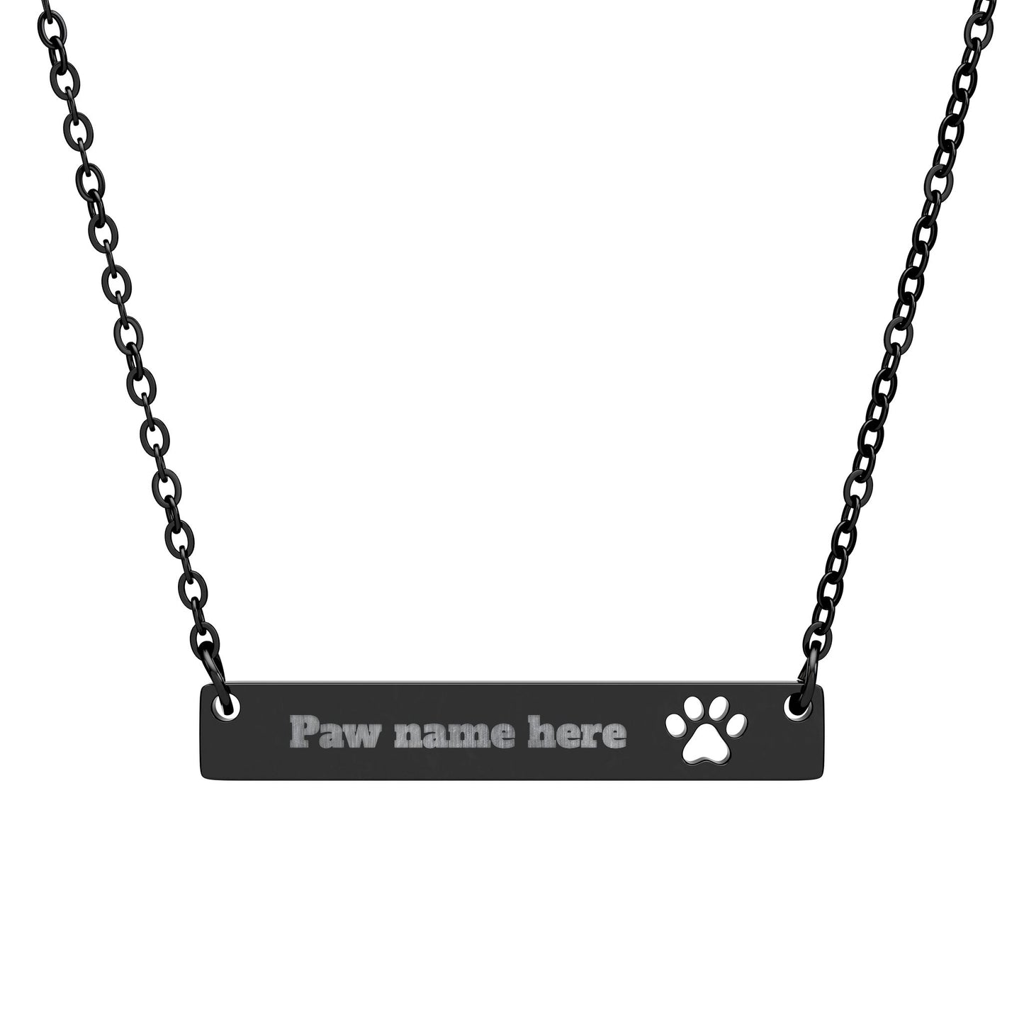 Engraved Paw Bar Necklace, Pet Lover Jewelry, Personalized Name Necklace, Dog Cat Memorial Gift, Custom Animal Charm