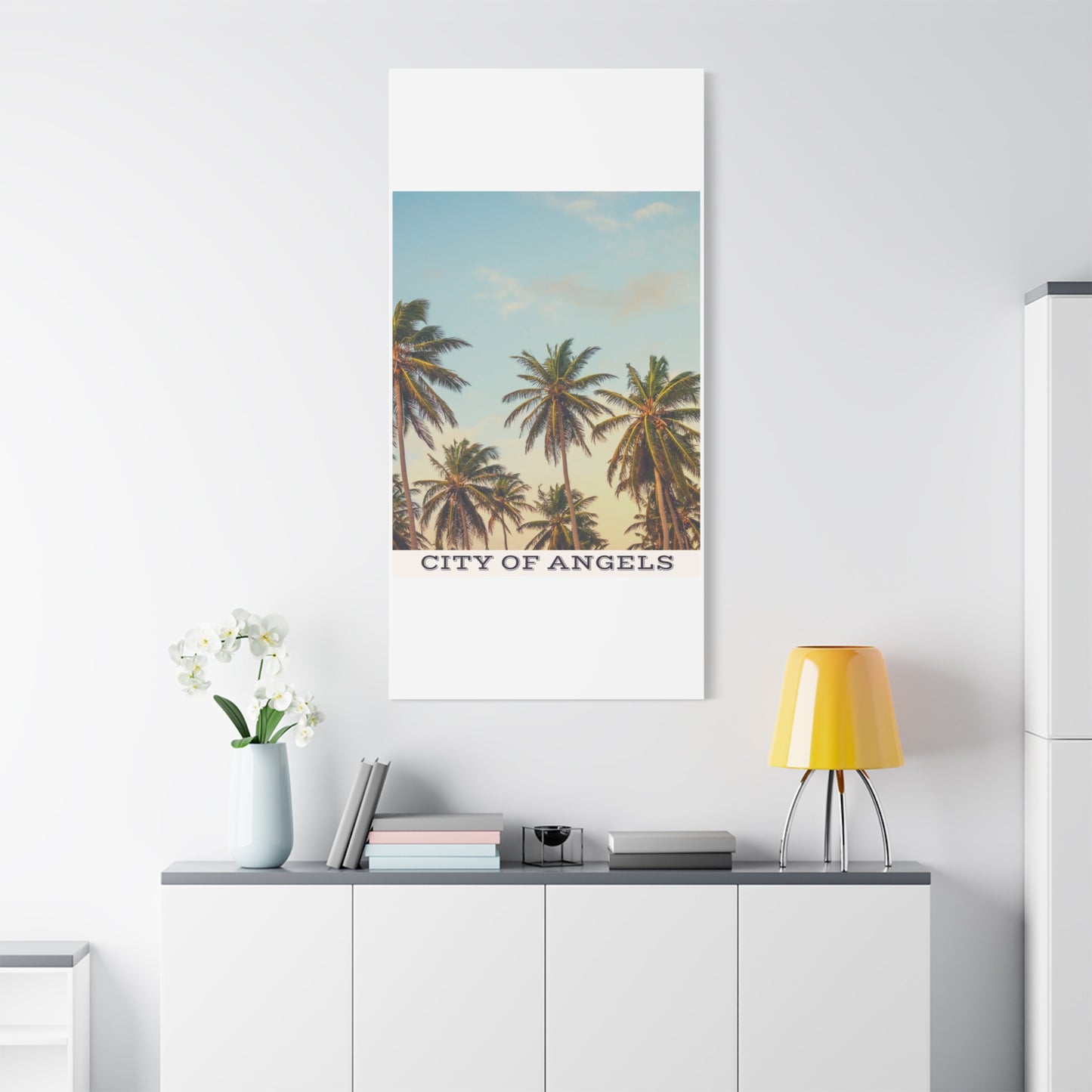 Tropical Palm Tree Canvas Print, City of Angeles Tropical Wall Art, Los Angeles Beach Decor, California Nature Photography, Home Decoration, Gift for Beach Lovers