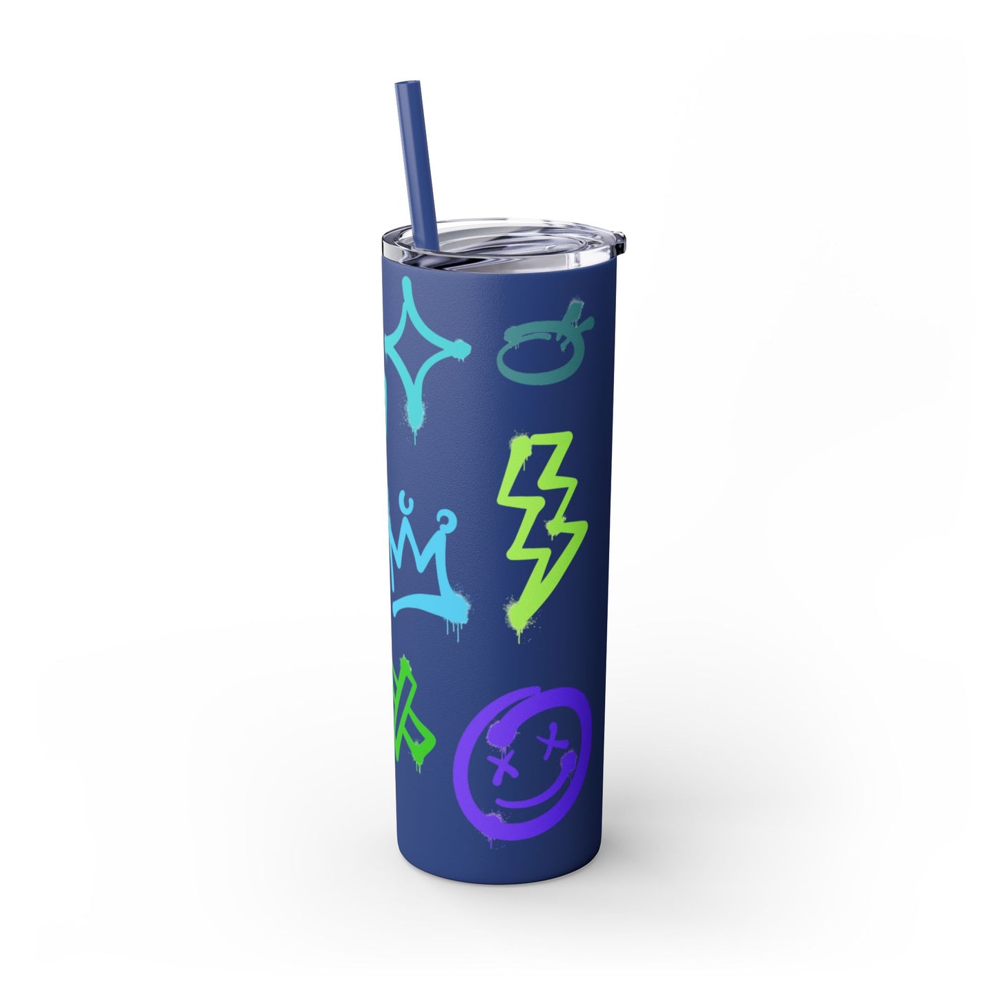 Trendy Skinny Tumbler with Straw, 20oz | Unique Graffiti Style Drinkware for Teens, Gifts, Parties, and Everyday Use