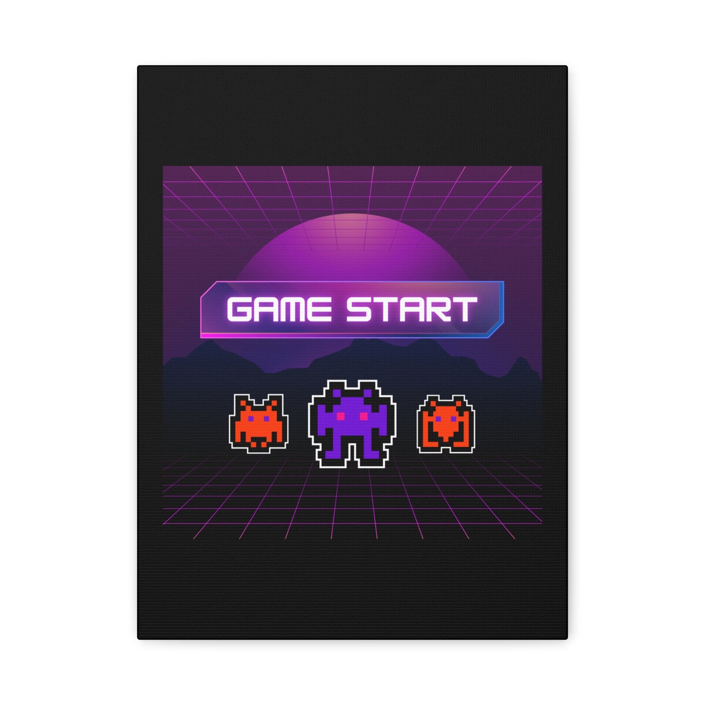 Retro Game Start Canvas Art Print | 80s Gaming Wall Decor, Gamer Gift, Pixel Art, Nostalgic Artwork, Home Decor