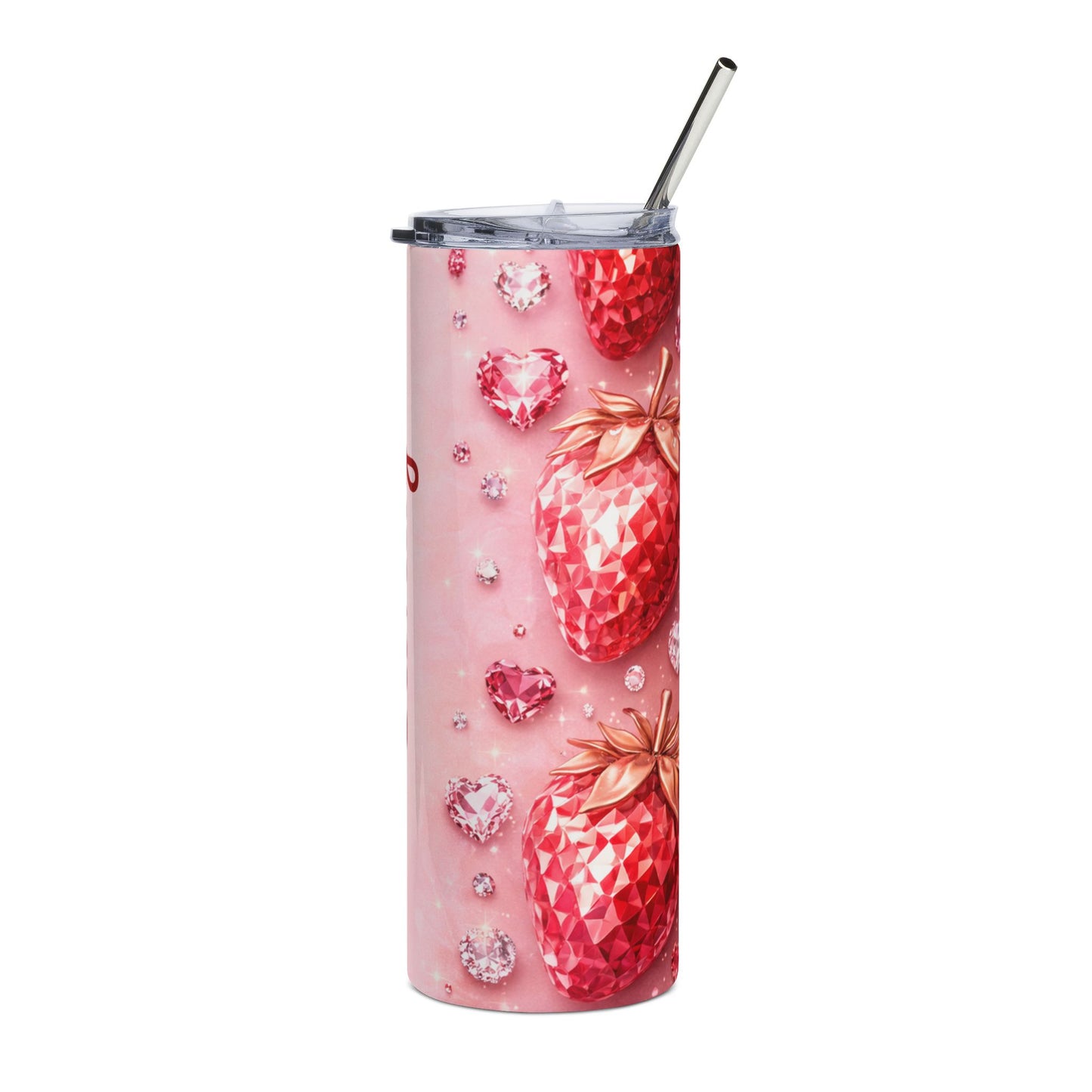 Customized Strawberry Drip Candy Script Tumbler | 20oz Stainless Steel