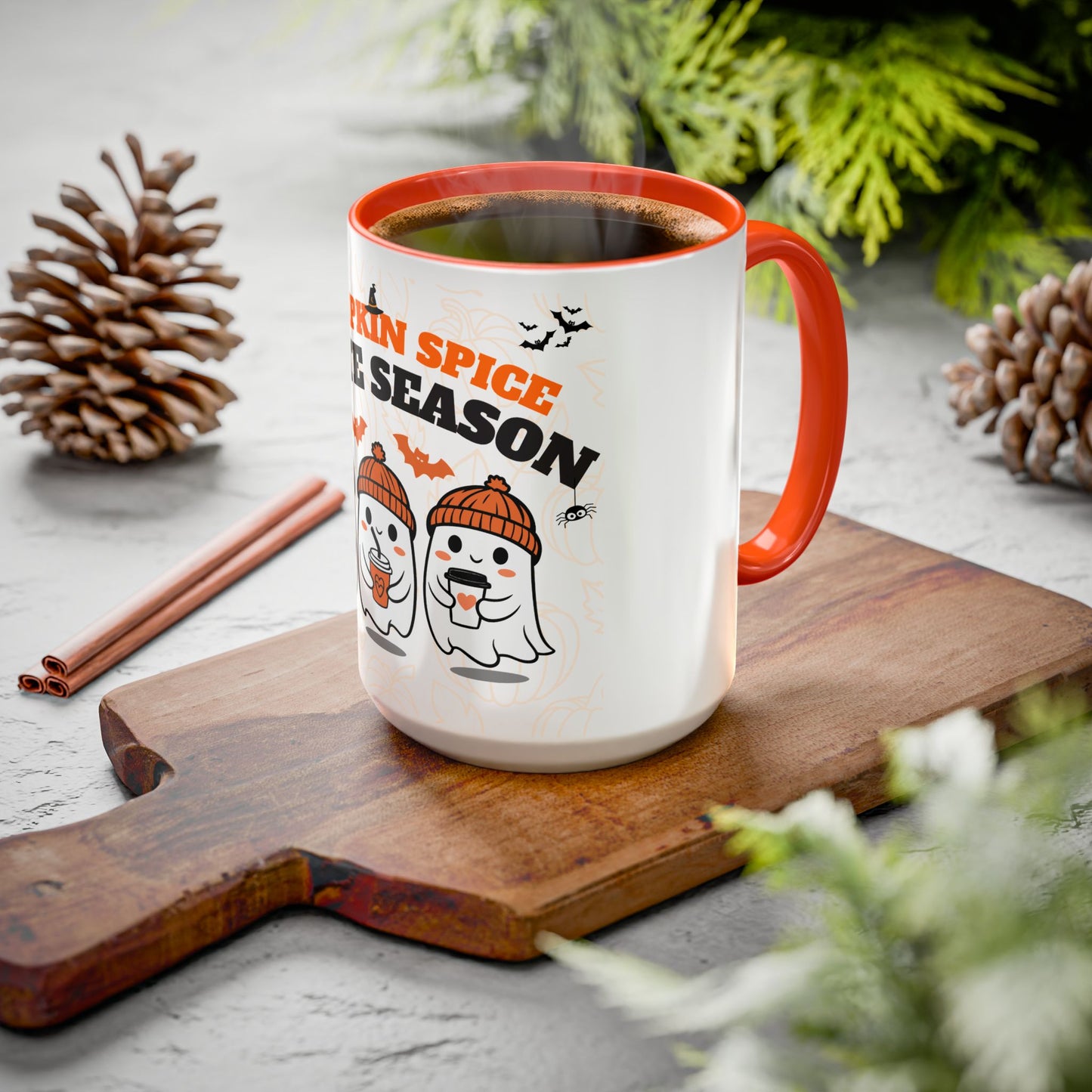 Colorful Pumpkin Spice Ghost Mugs | Cute Fall Coffee Cups, Halloween Gift, Seasonal Drinkware, Cozy Vibe, Latte Lovers