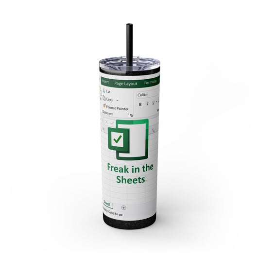 Freak in the Sheets Spreadsheet Themed Tumbler, 20oz Gift for Students, Accountants, Office Humor, Funny Drinkware