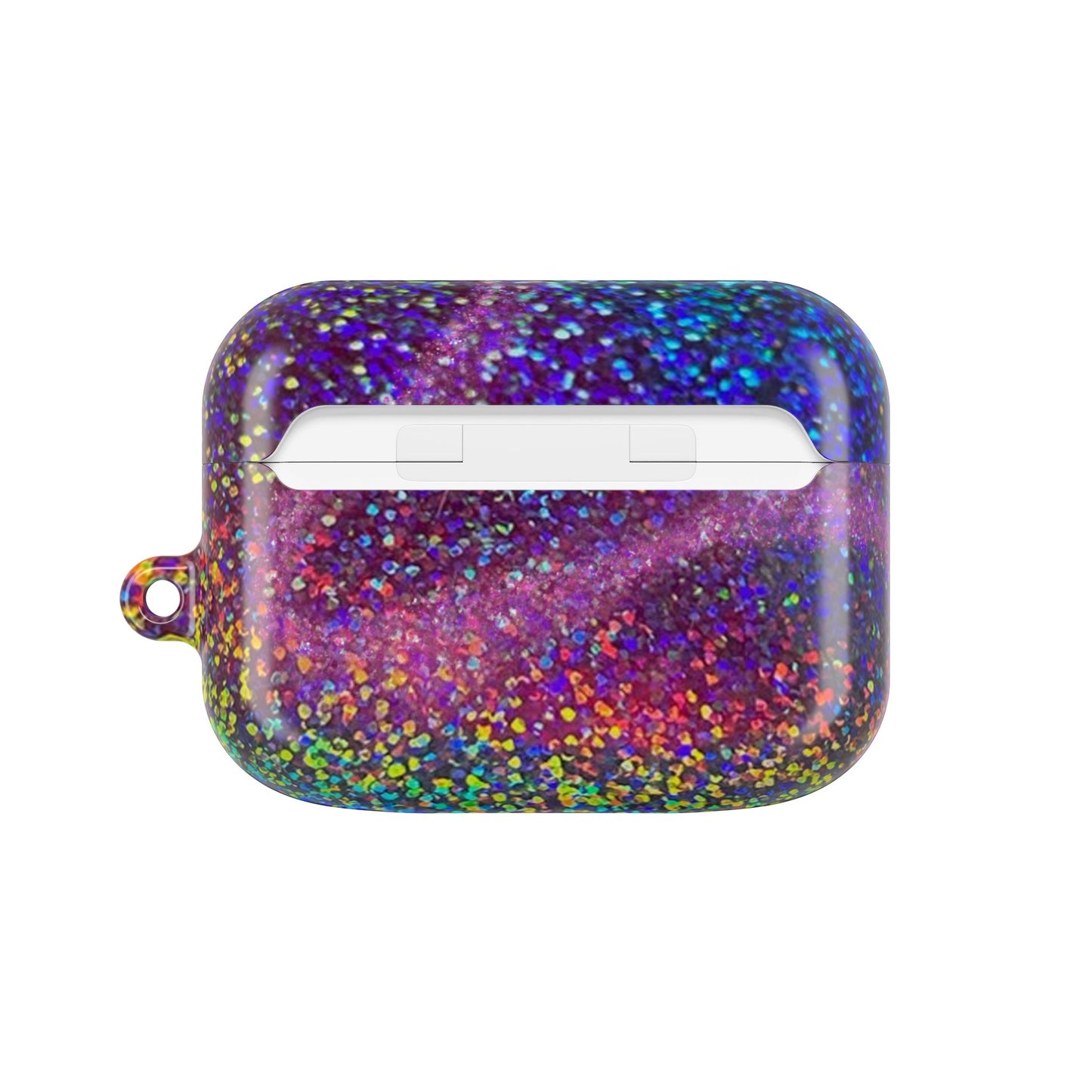 Holographic Rainbow Glitter Print Earbud Case - Personalized Name Option