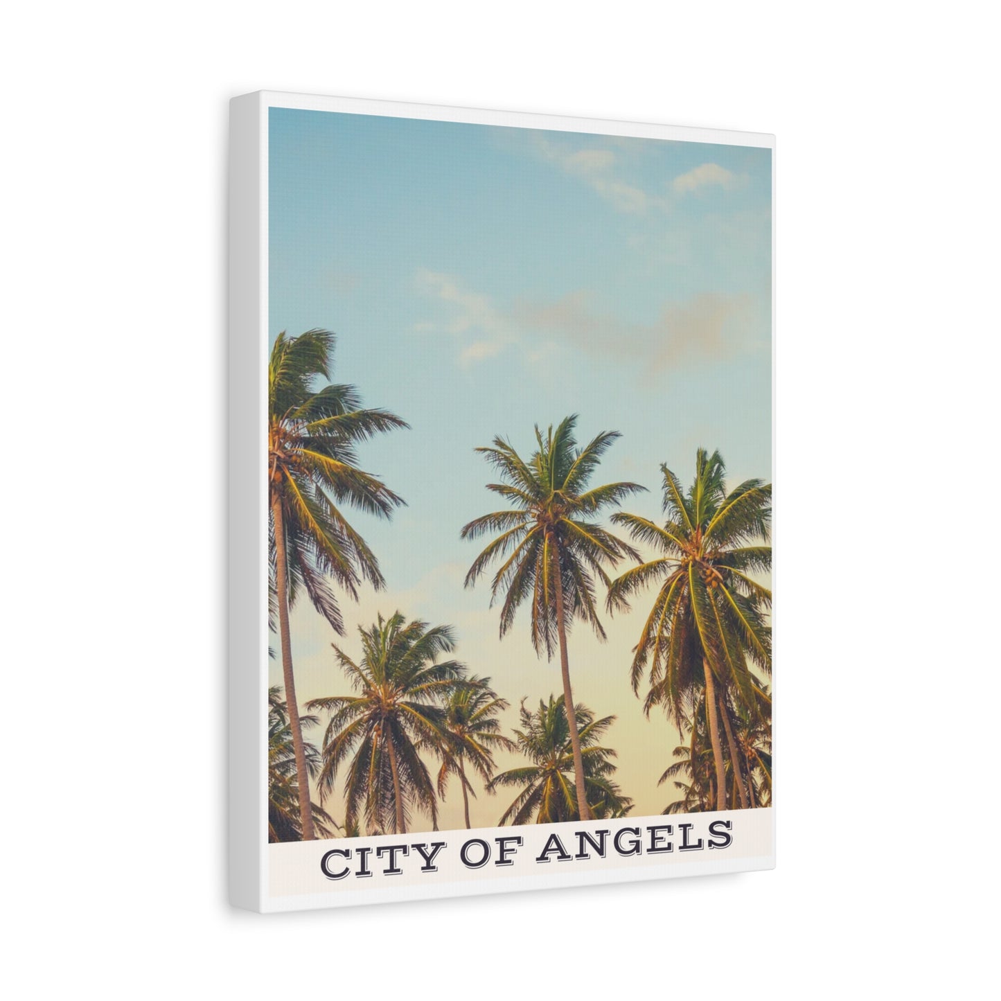 Tropical Palm Tree Canvas Print, City of Angeles Tropical Wall Art, Los Angeles Beach Decor, California Nature Photography, Home Decoration, Gift for Beach Lovers