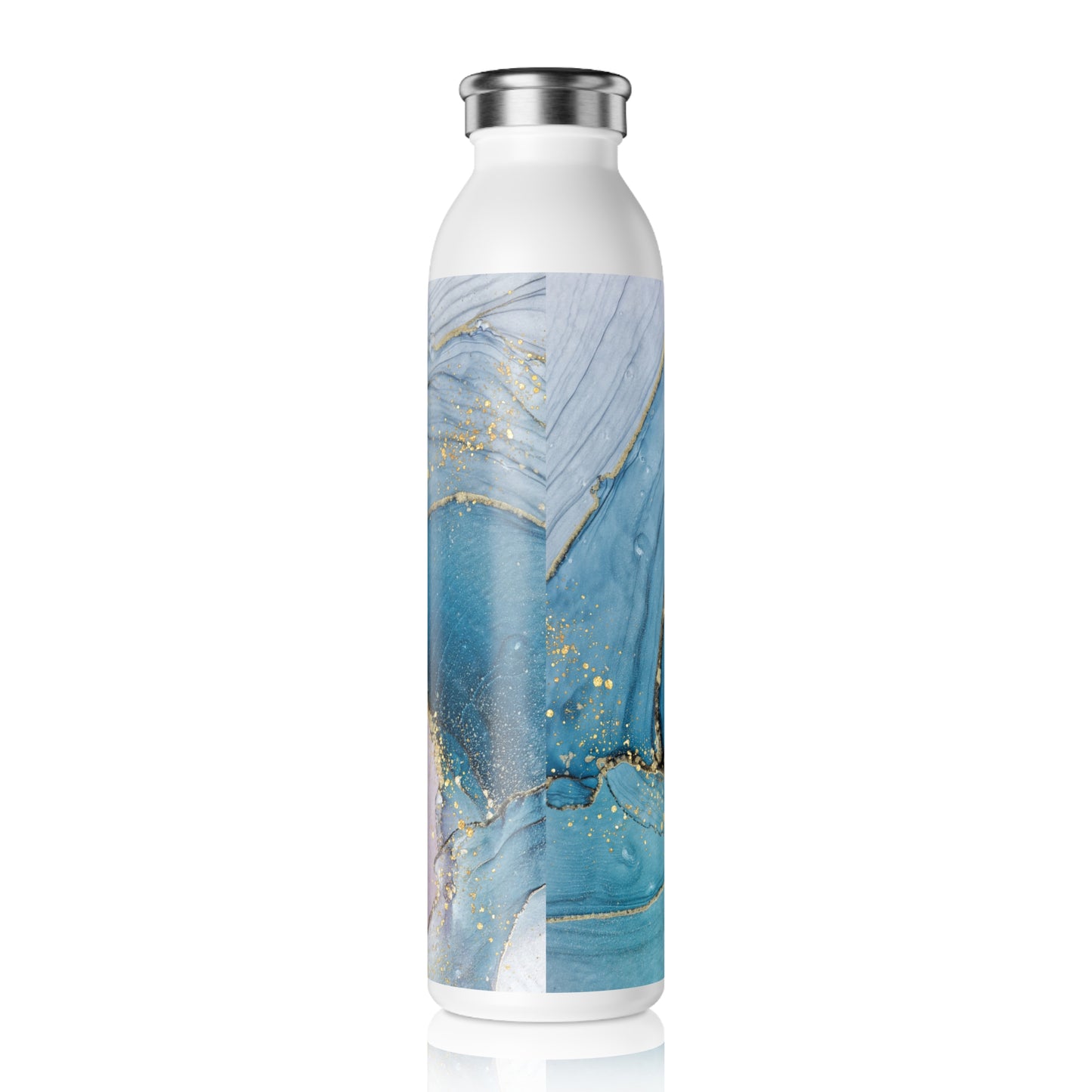 Stylish Slim Water Bottle with Ocean-Inspired Design, Ideal for Yoga, Eco-Friendly Hydration, Gift for Fitness Enthusiasts