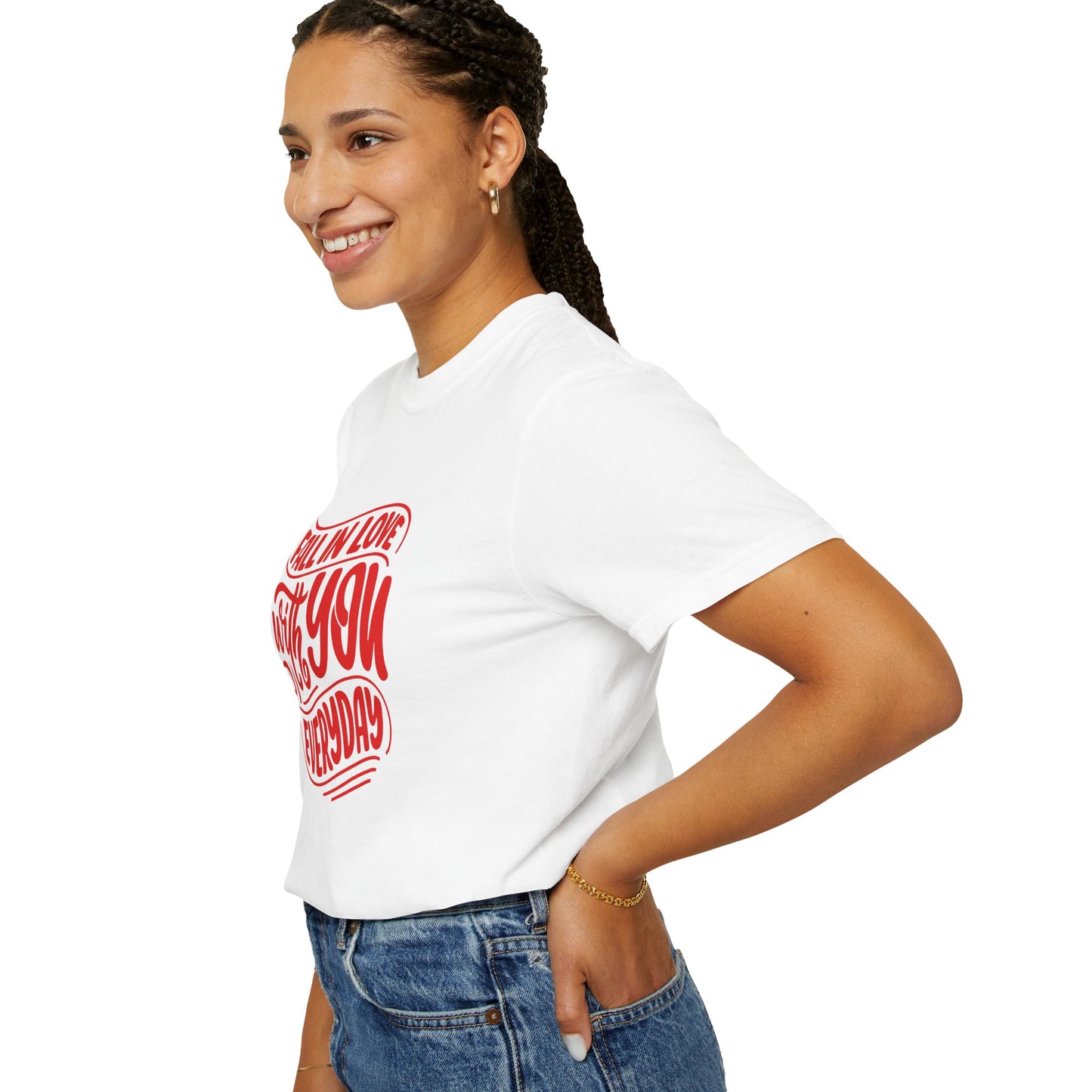 Fall in Love with YOU Quote T-shirt for Couples, Valentine's Day, Gifts for Him/Her, Casual Everyday Wear, Comfortable Unisex Tee