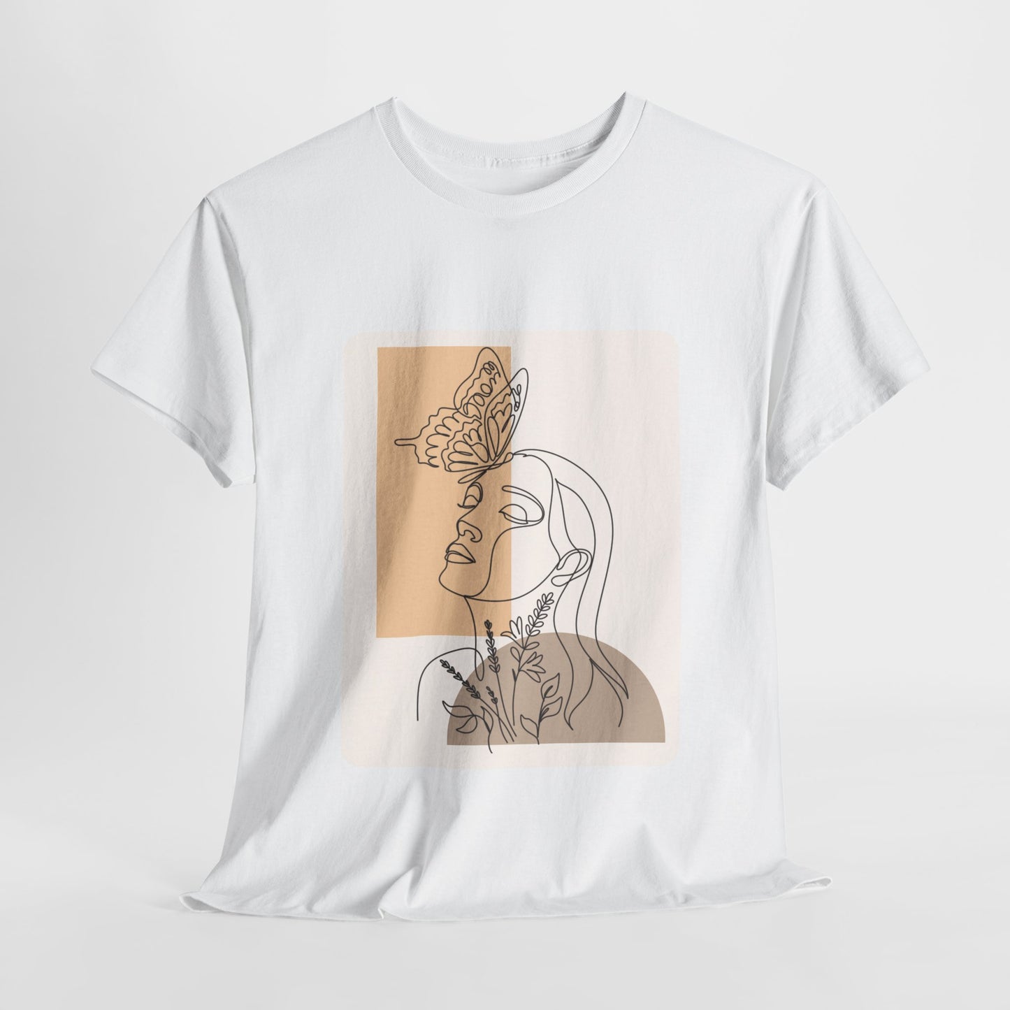 Artistic Unisex Tee: Modern Line Drawing with Butterfly, Perfect for Casual Outings, Gift for Art Lovers, Spring Fashion, Eco-Friendly Wear