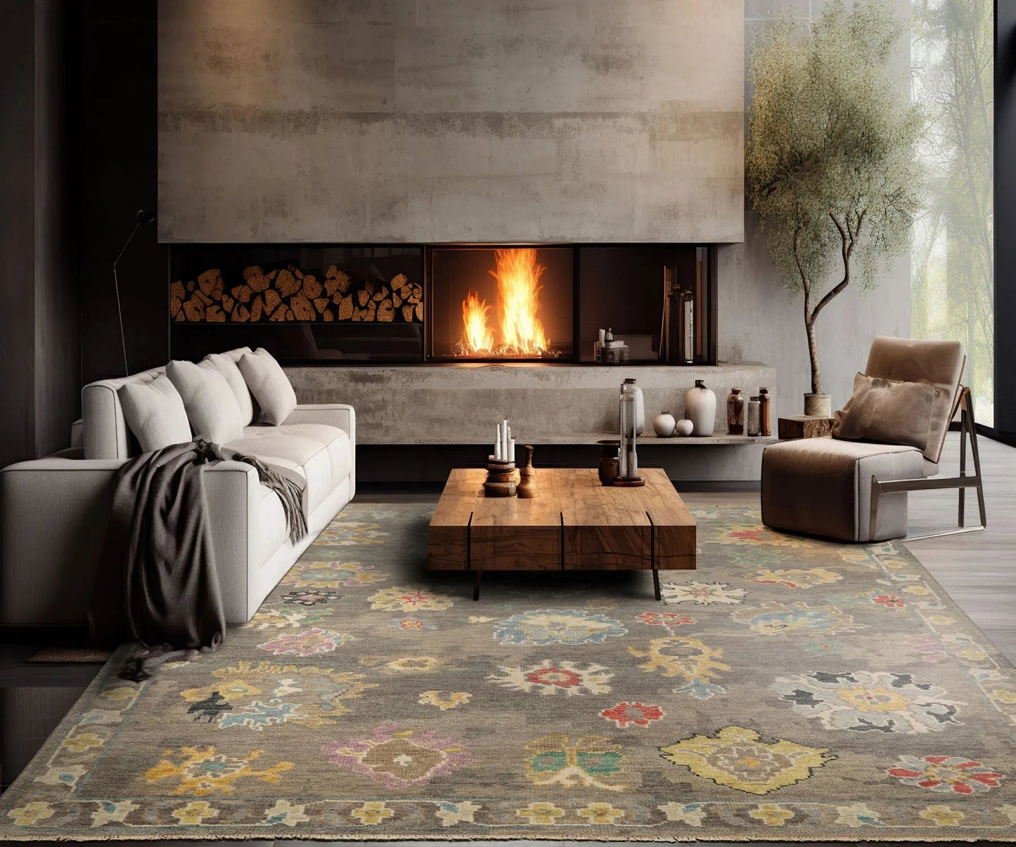 LoomBloom Multi Sizes Taupe Hand Knotted Transitional  Arts & Crafts Oushak Wool Oriental Area Rug-1