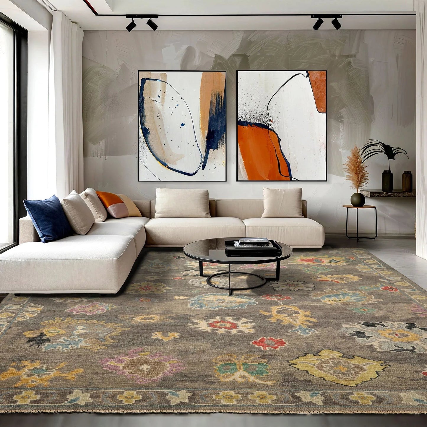 LoomBloom Multi Sizes Taupe Hand Knotted Transitional  Arts & Crafts Oushak Wool Oriental Area Rug-2